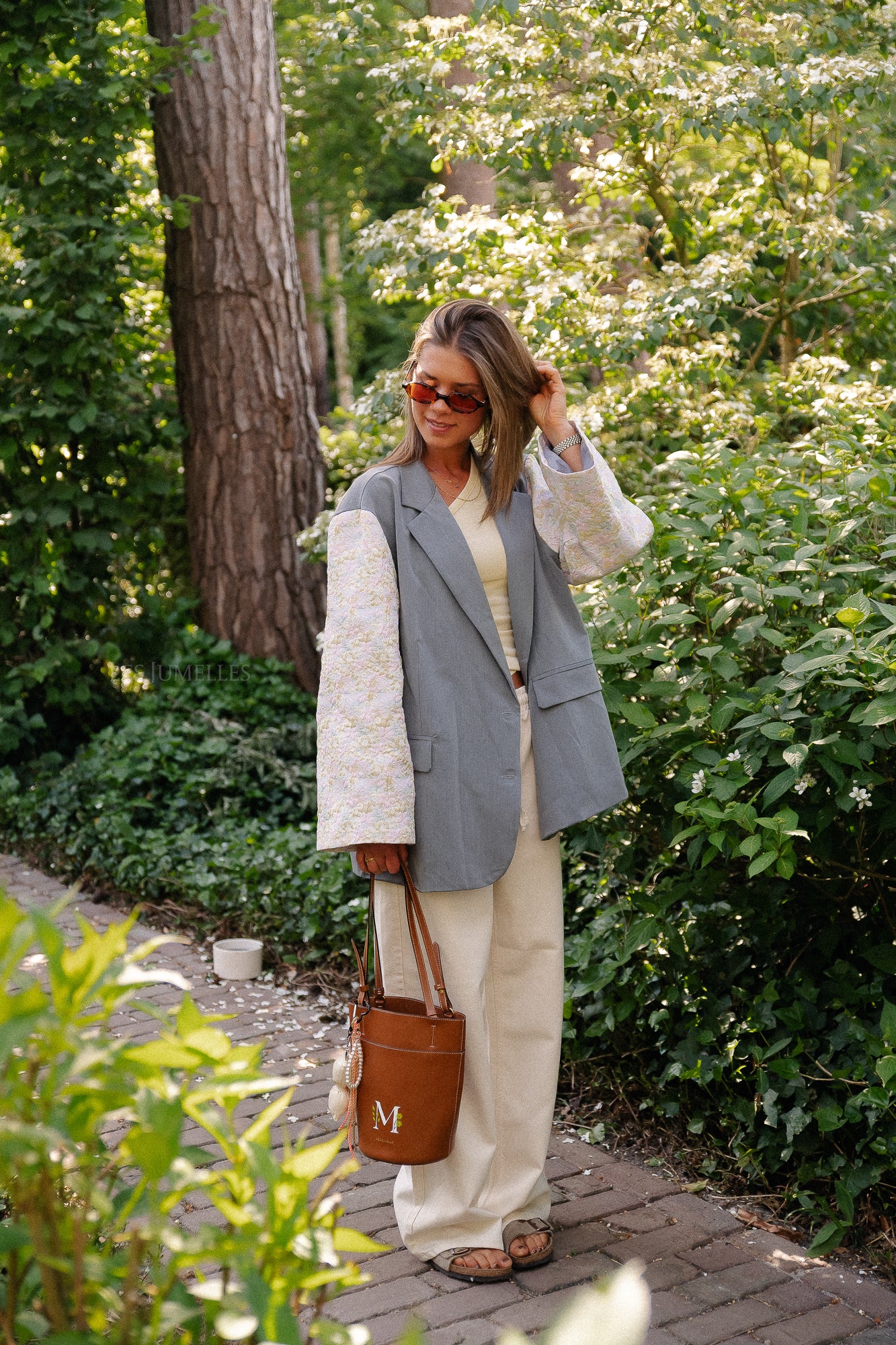 Madeline blazer grijs/botergeel
