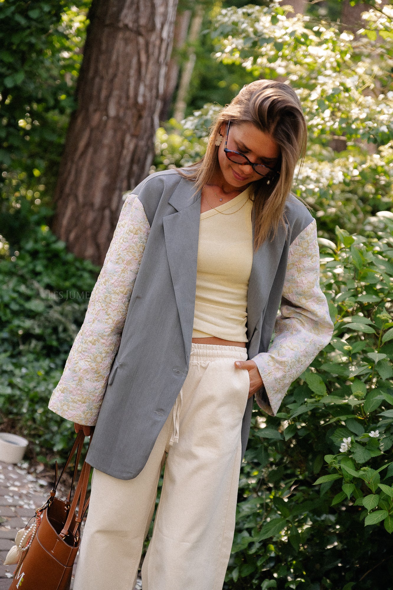 Madeline blazer grijs/botergeel