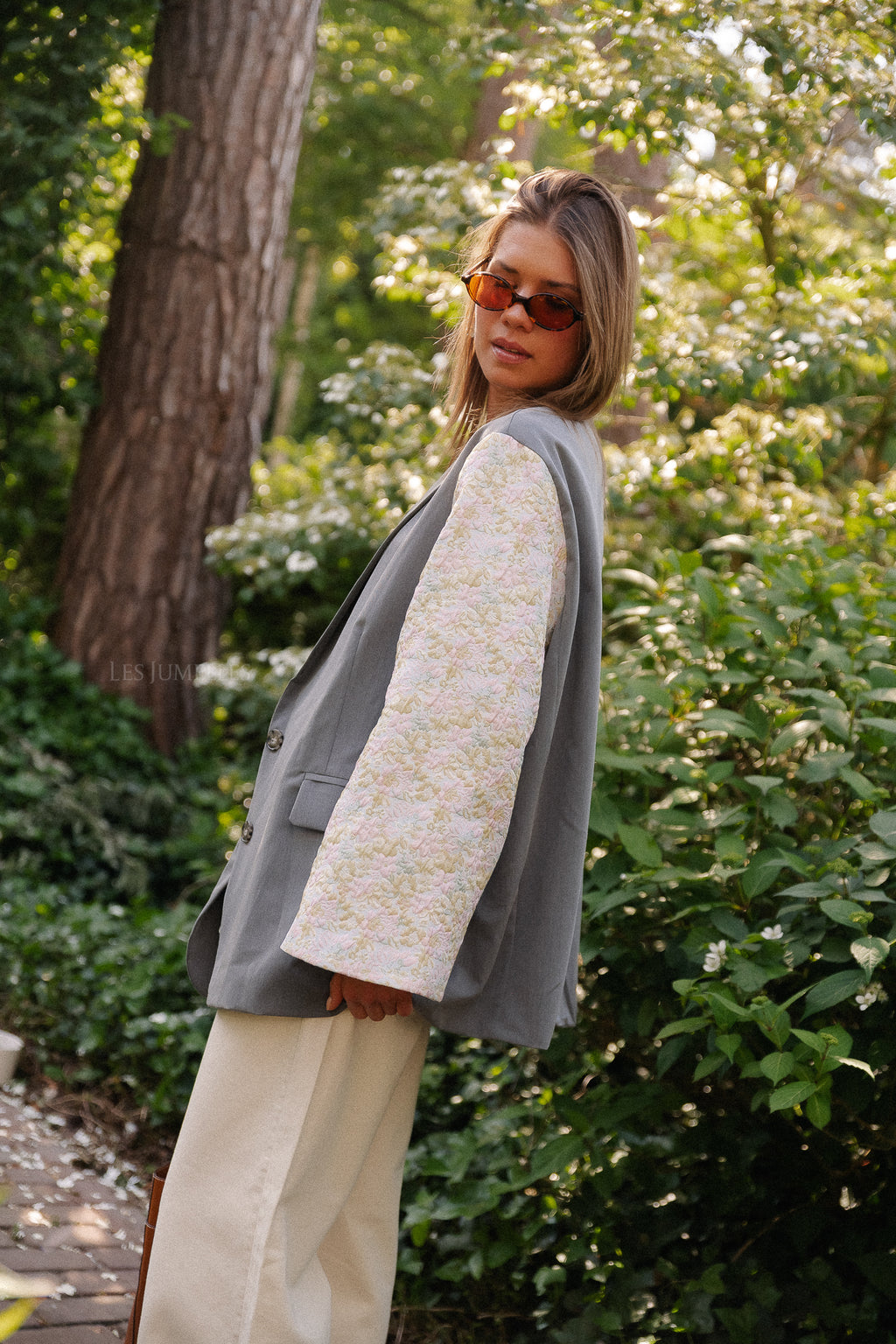 Madeline blazer grijs/botergeel