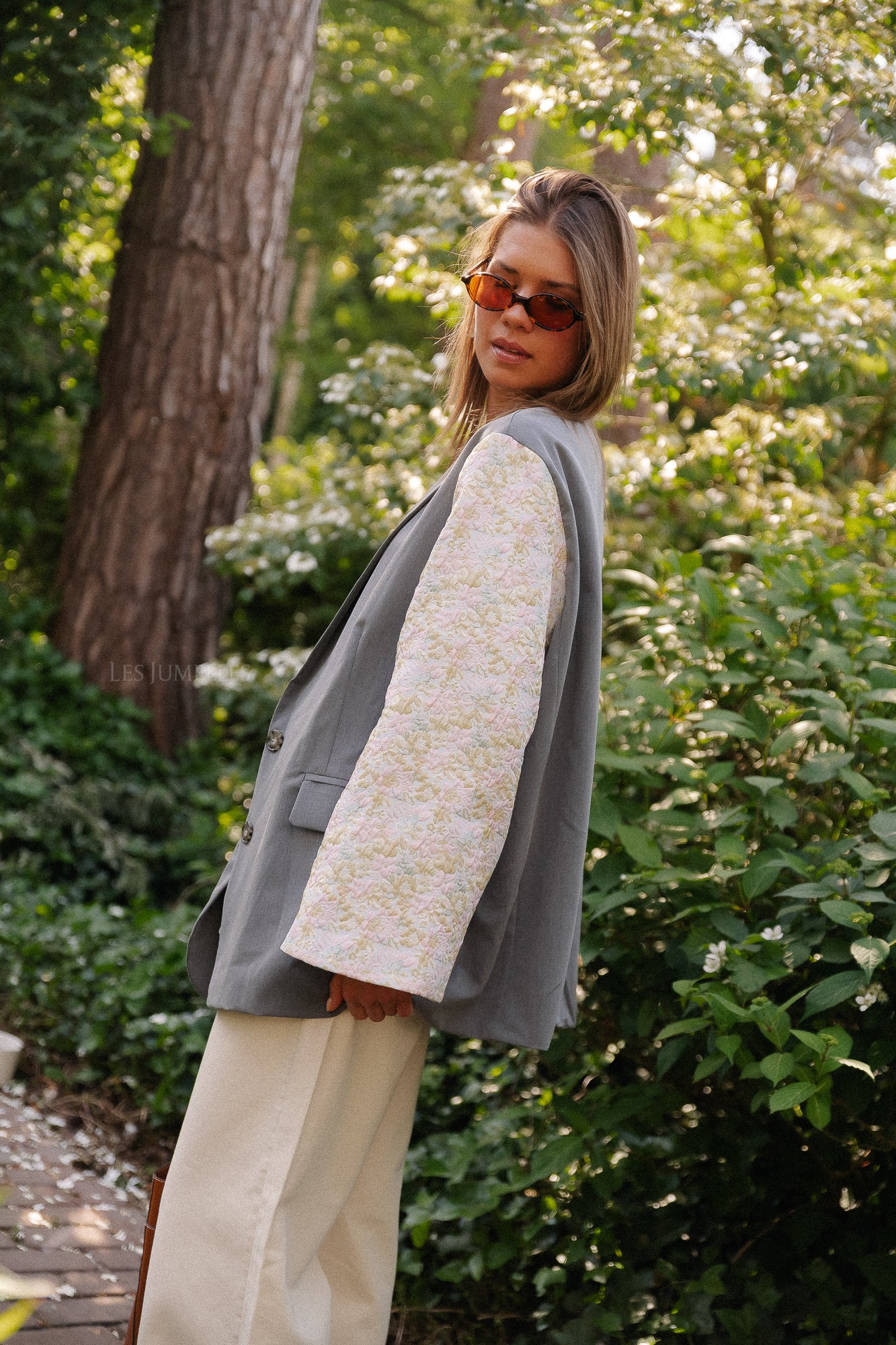Madeline blazer grijs/botergeel