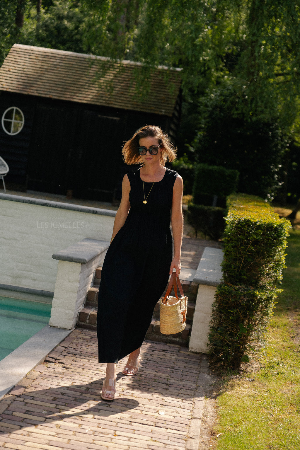 VIFoxy Maxi-Kleid mit Rundhalsausschnitt Schwarz