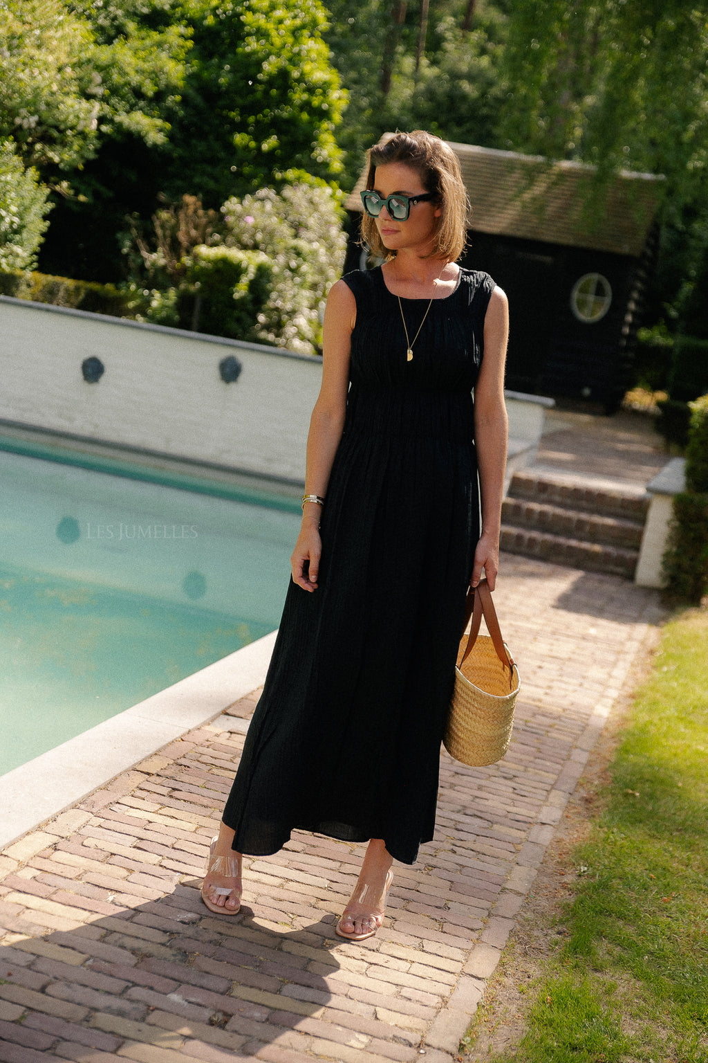 VIFoxy Maxi-Kleid mit Rundhalsausschnitt Schwarz