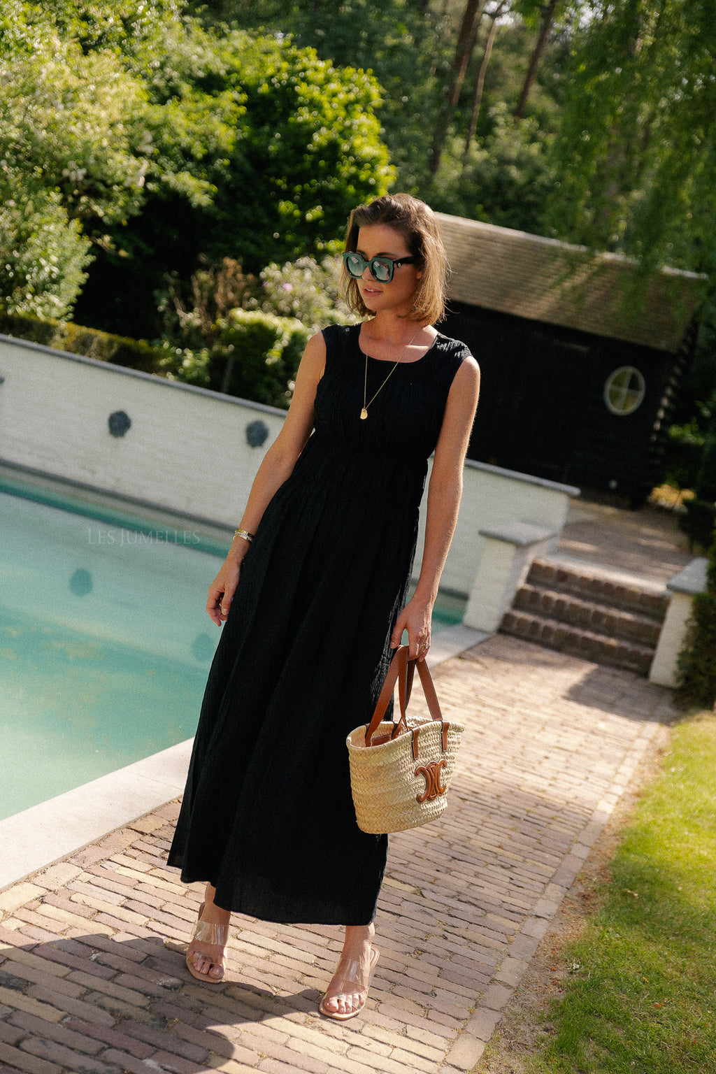 VIFoxy Maxi-Kleid mit Rundhalsausschnitt Schwarz