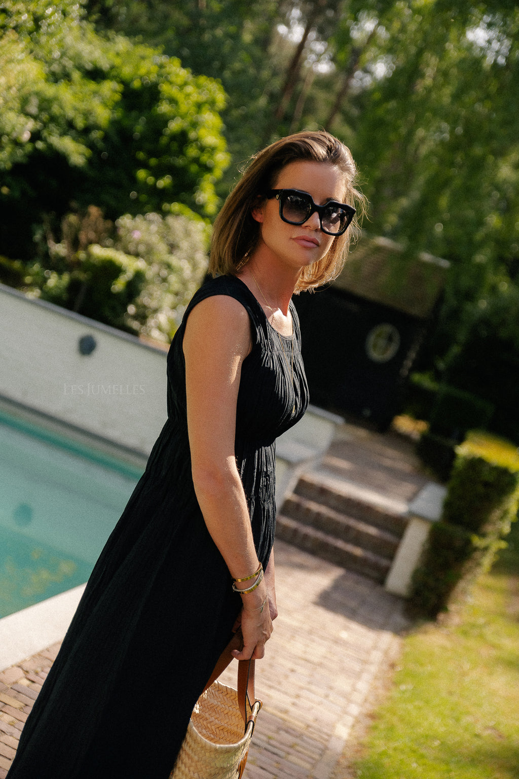 VIFoxy Maxi-Kleid mit Rundhalsausschnitt Schwarz