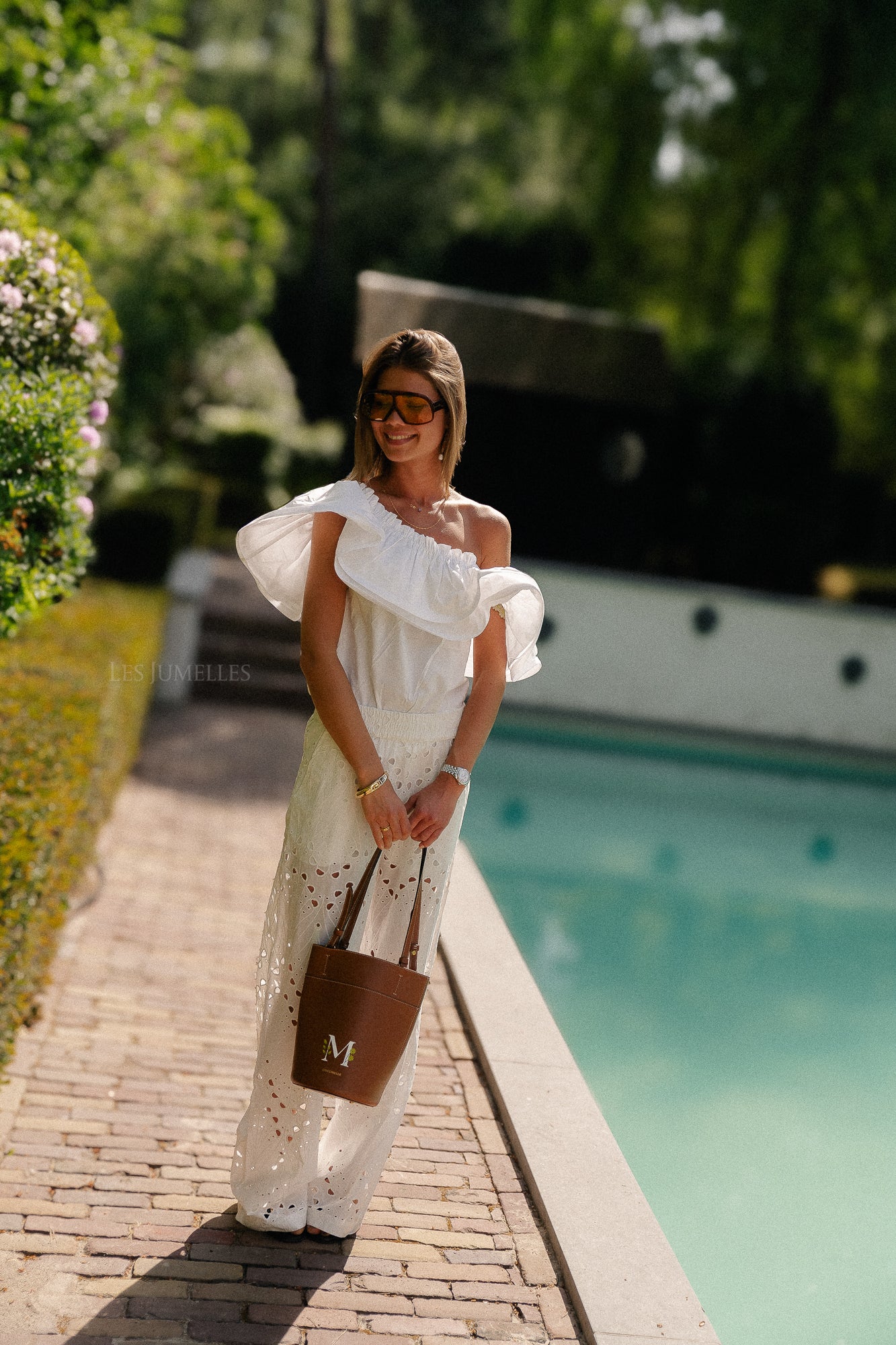 Rhea one shoulder top white