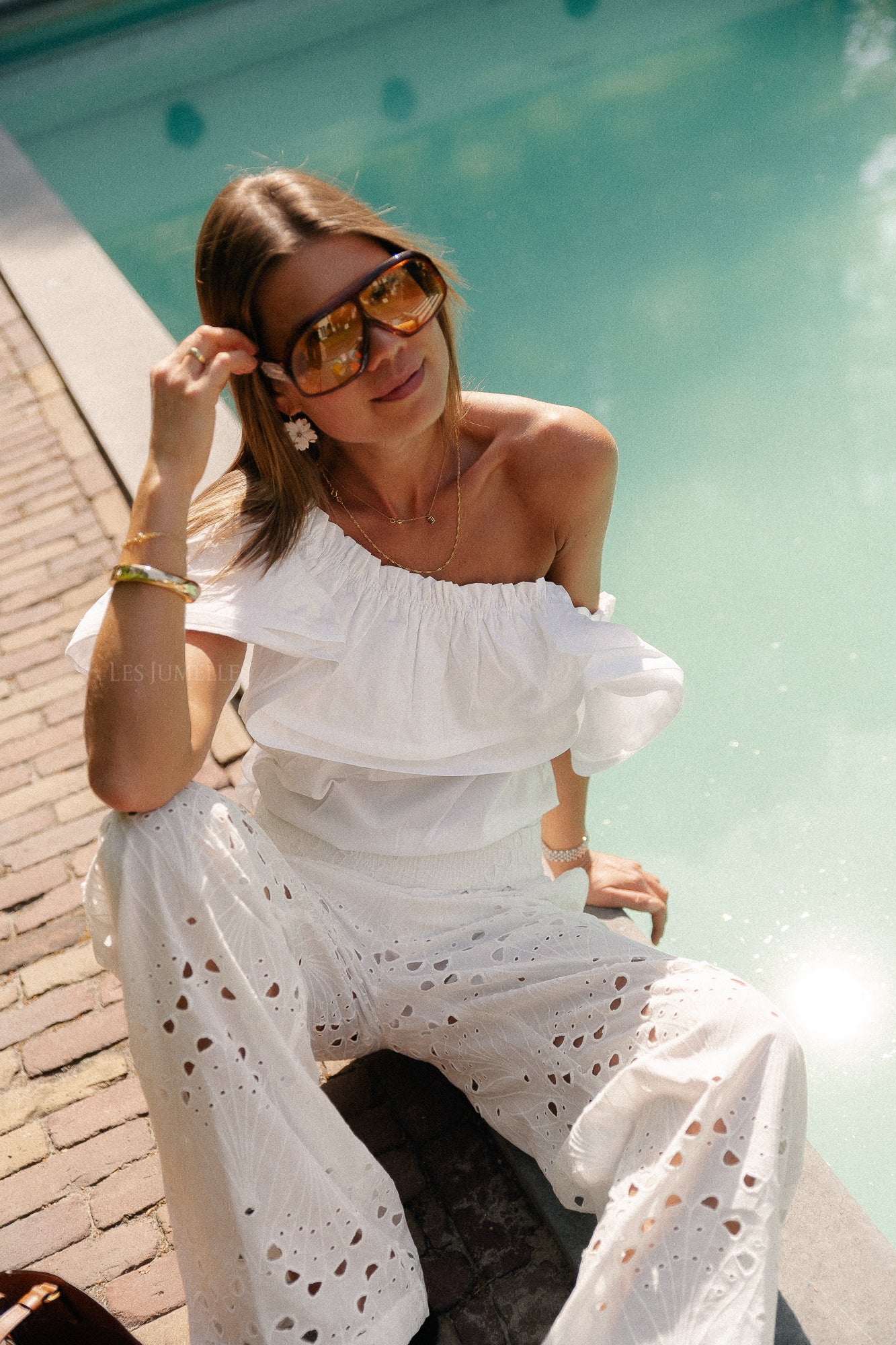 Rhea one shoulder top white