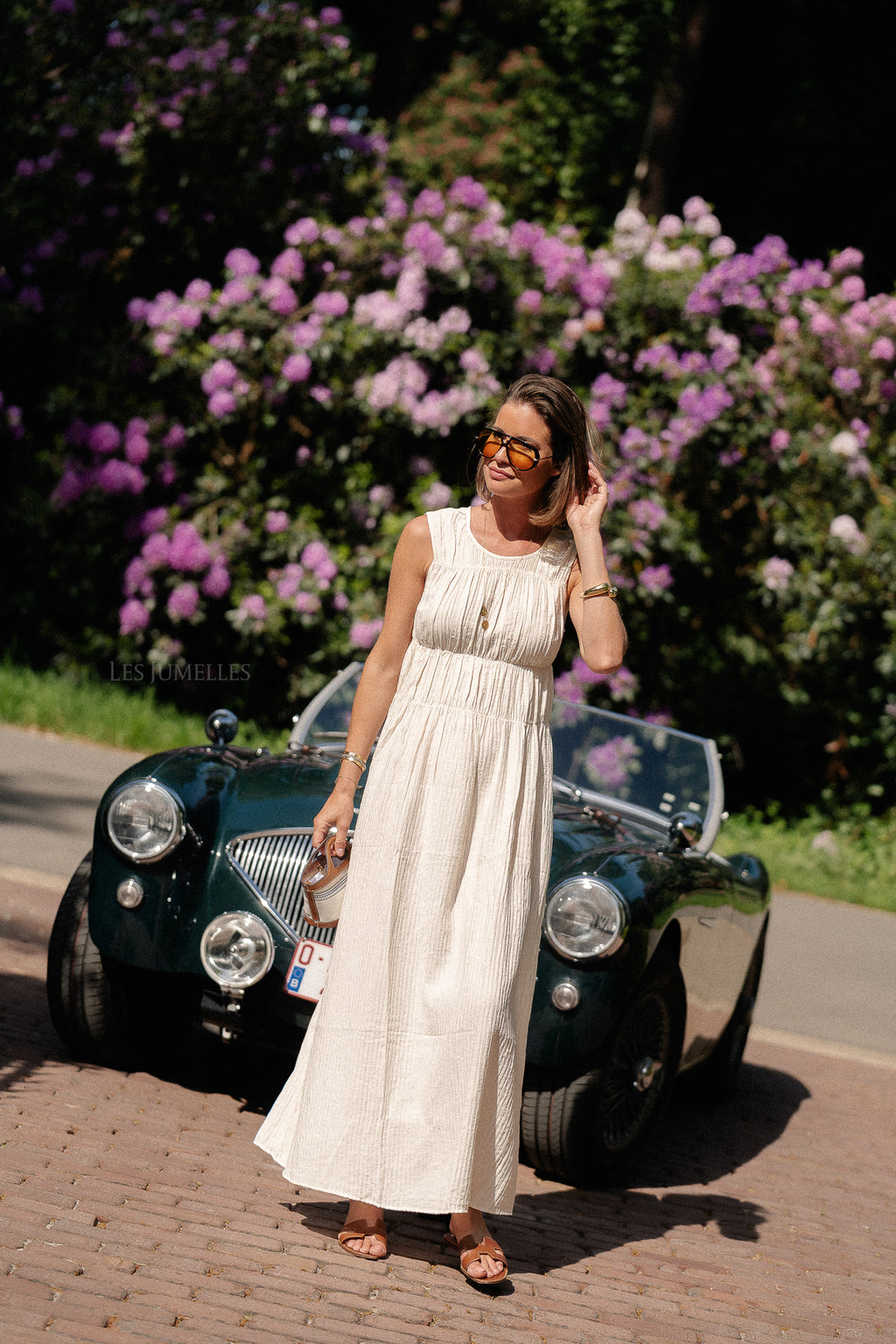 VIFoxy Maxi-Kleid mit Rundhalsausschnitt Ecru