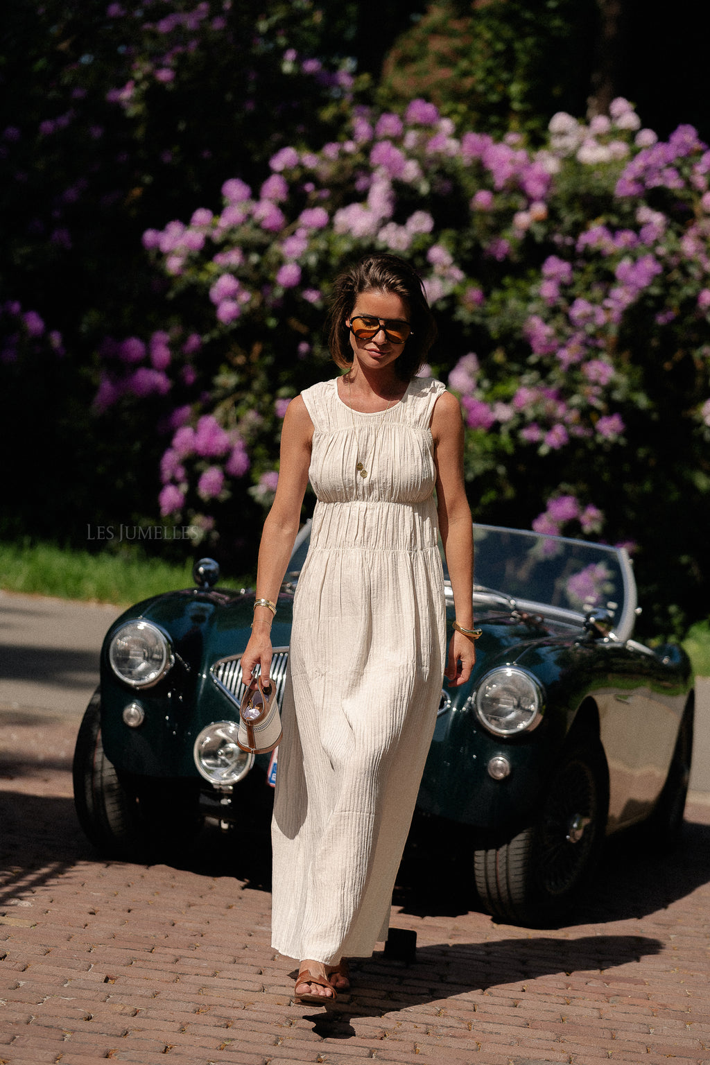 VIFoxy Maxi-Kleid mit Rundhalsausschnitt Ecru
