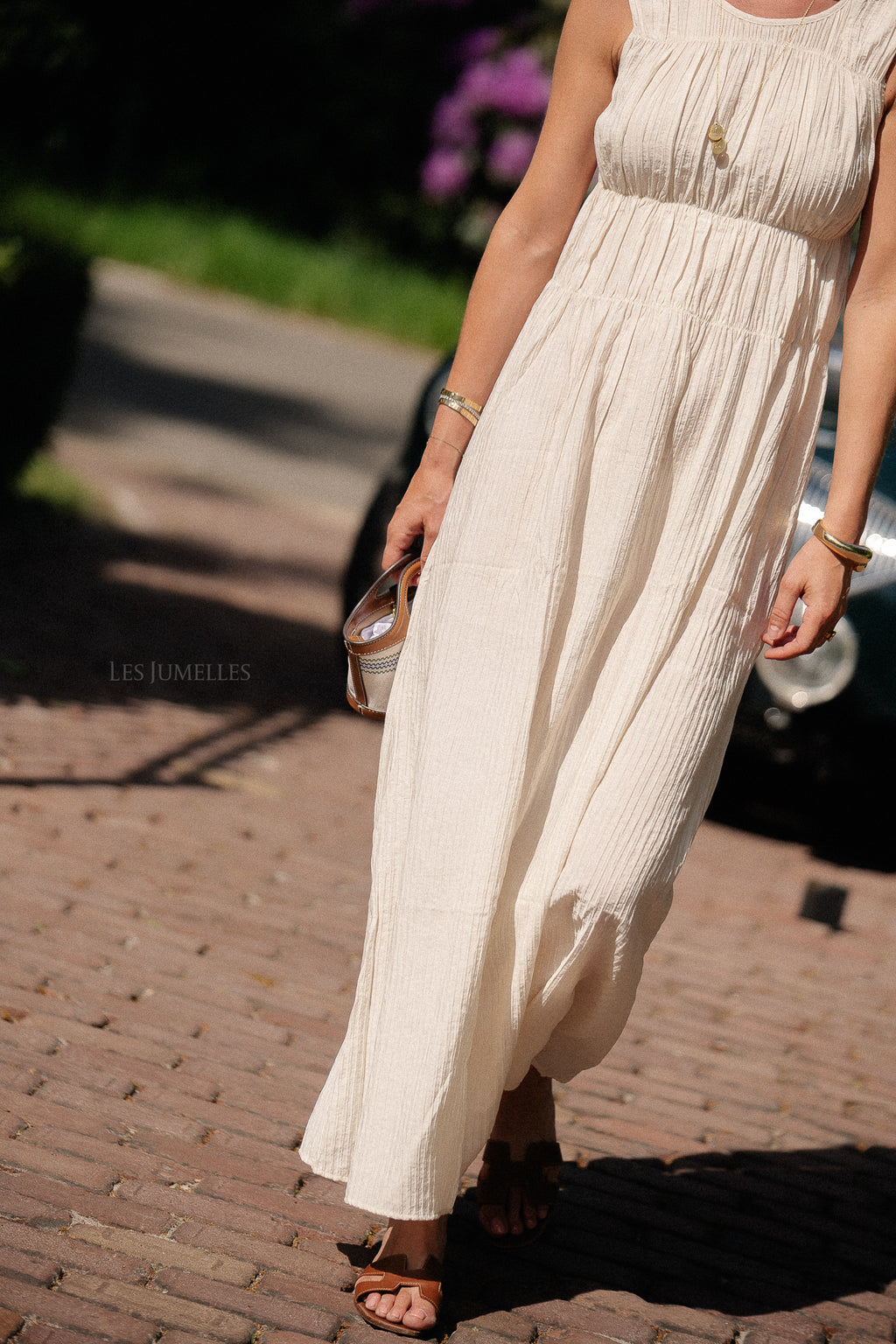 VIFoxy Maxi-Kleid mit Rundhalsausschnitt Ecru