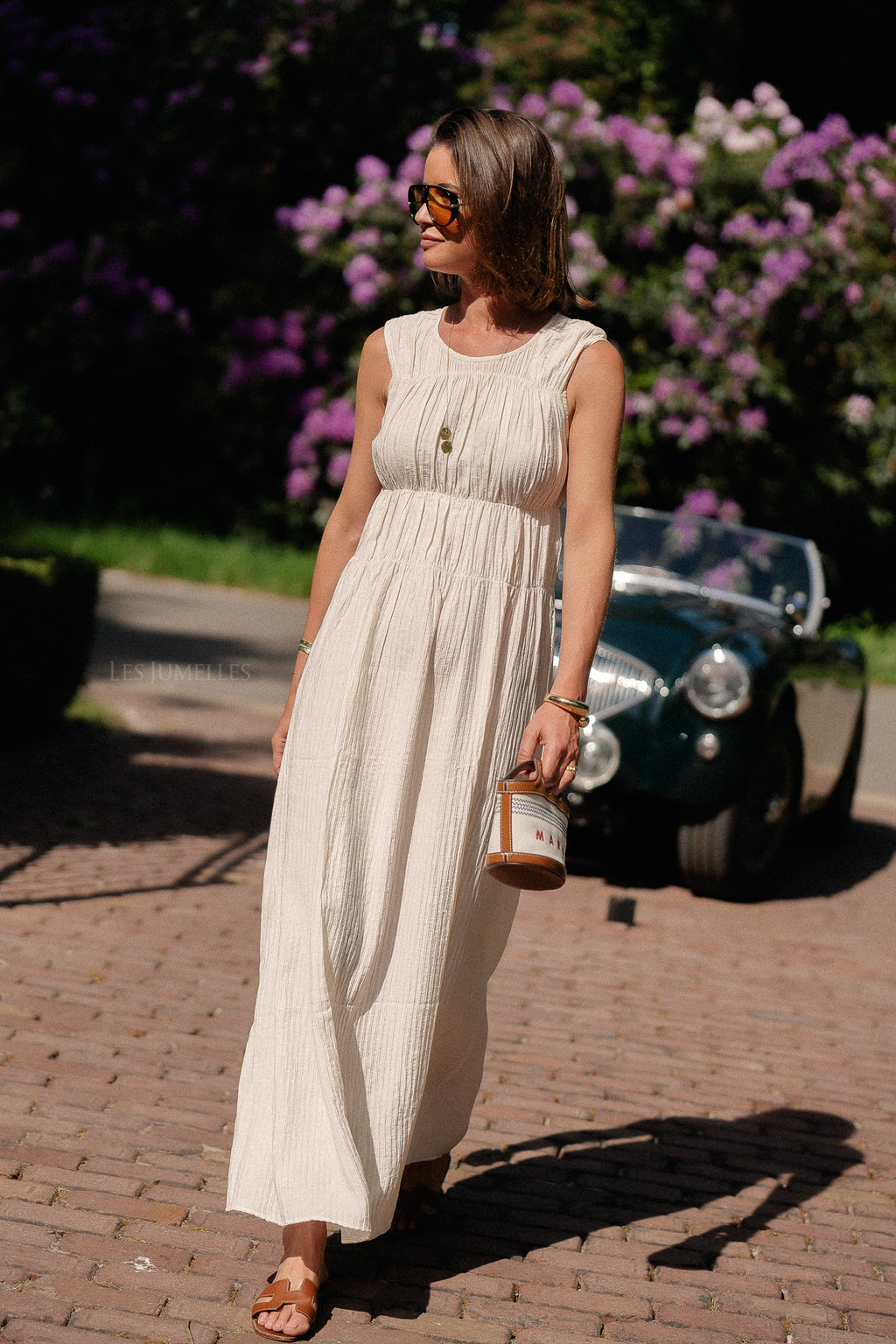 VIFoxy Maxi-Kleid mit Rundhalsausschnitt Ecru