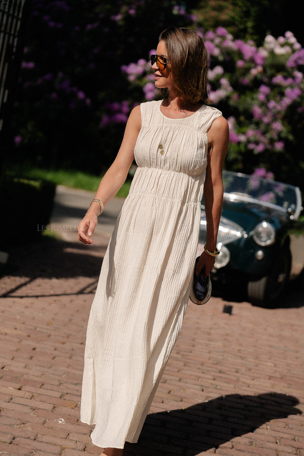 VIFoxy Maxi-Kleid mit Rundhalsausschnitt Ecru