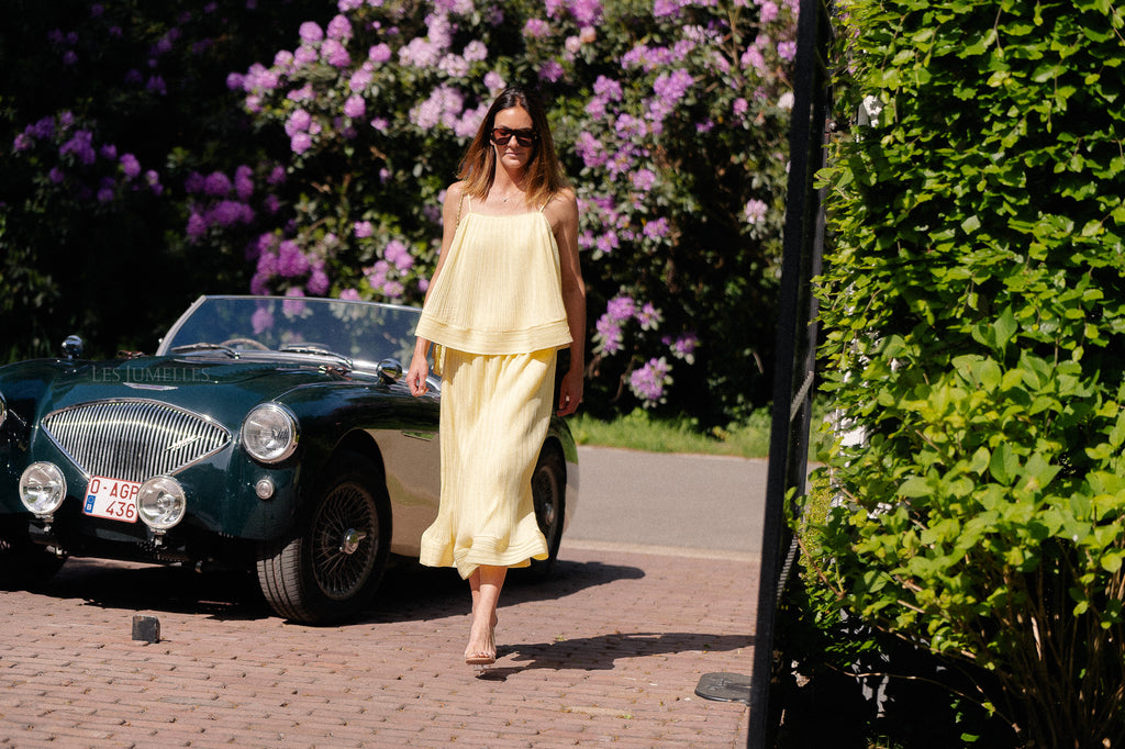YASRiva HW midi skirt french vanilla