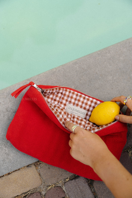 Les Jumelles Pia toilet bag mandarin red