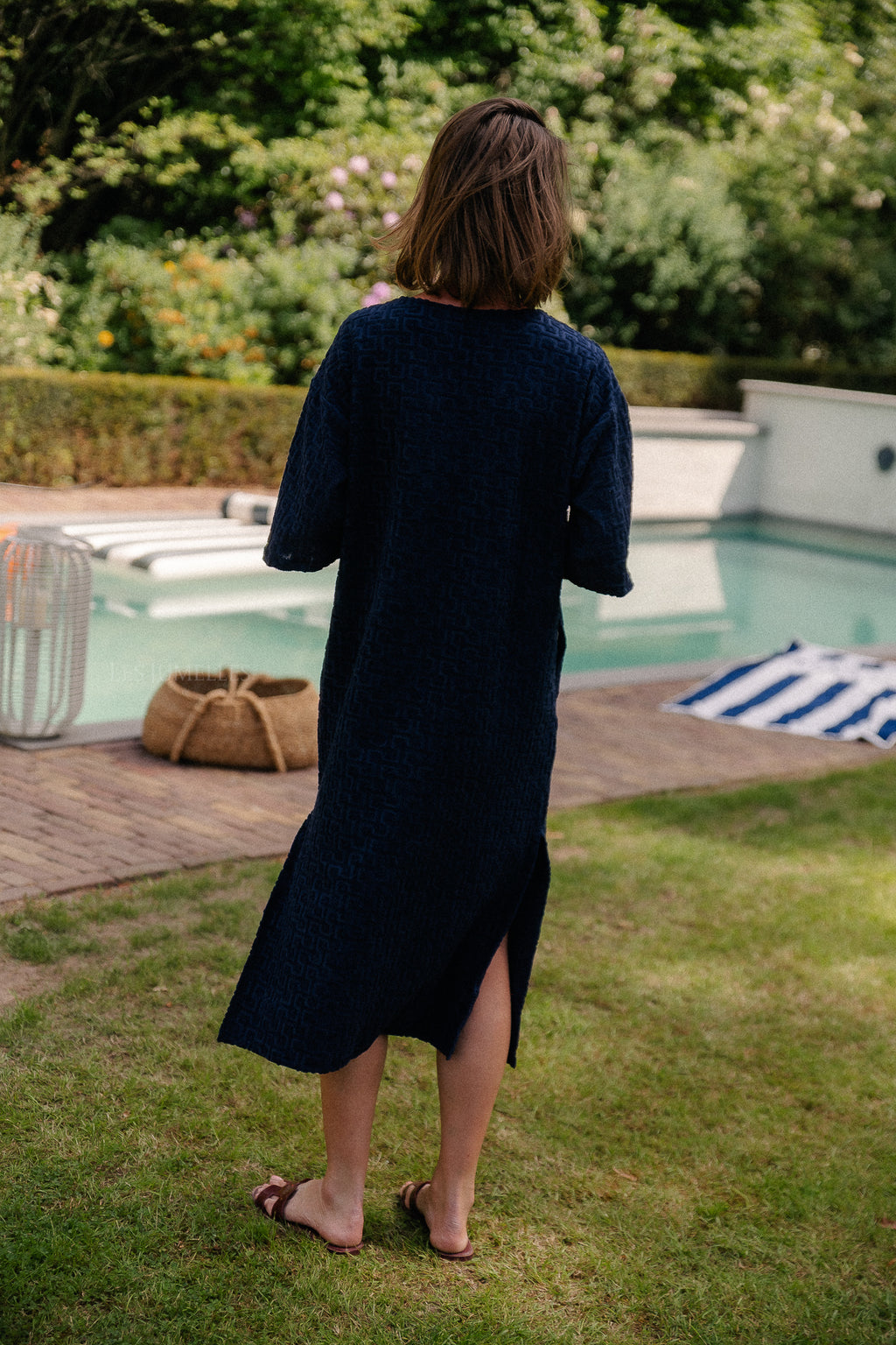 VIMaratea V-neck 2/4 midi dress navy blazer