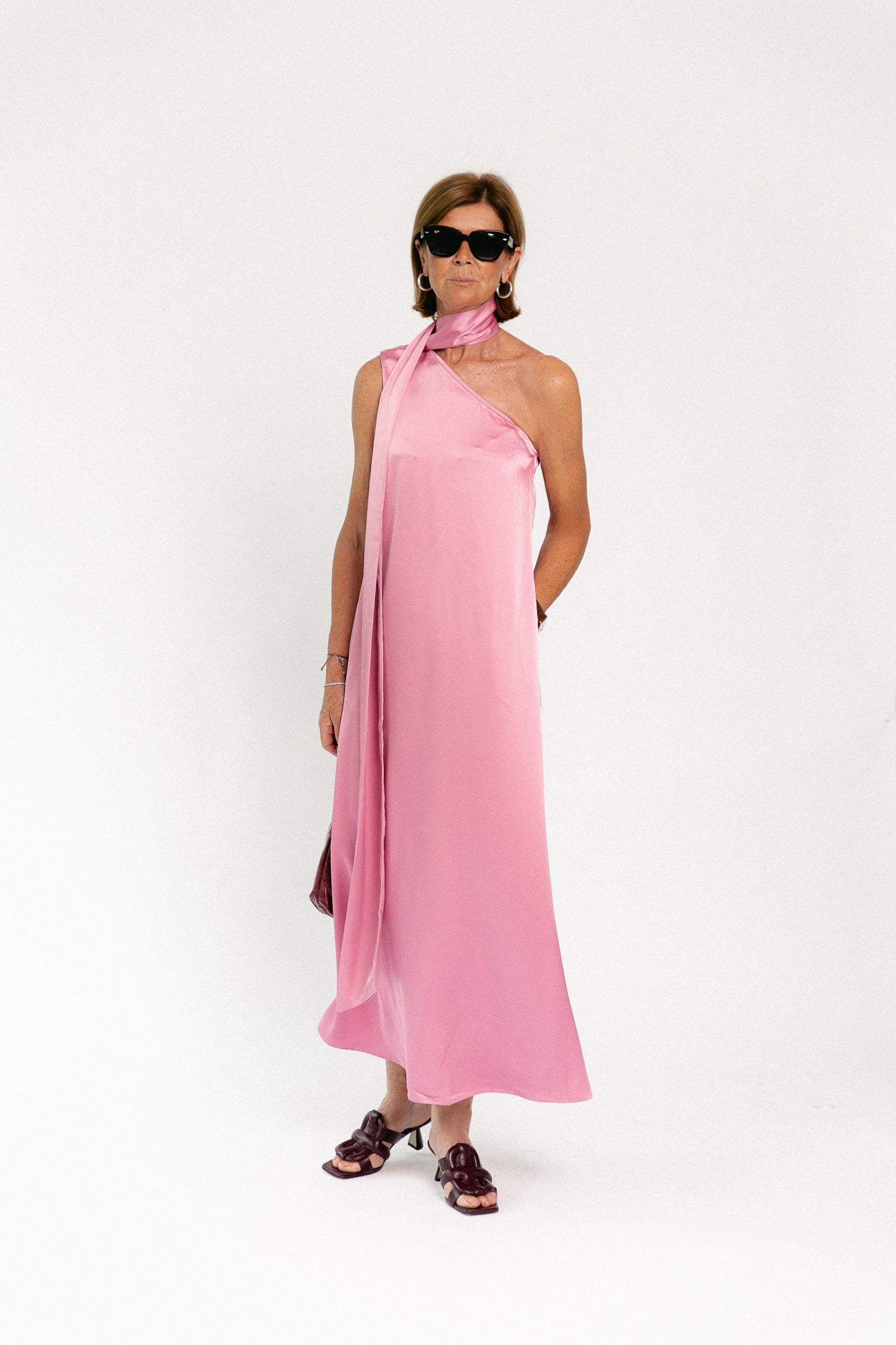 YASAnnalina one shoulder maxi dress orchid smoke