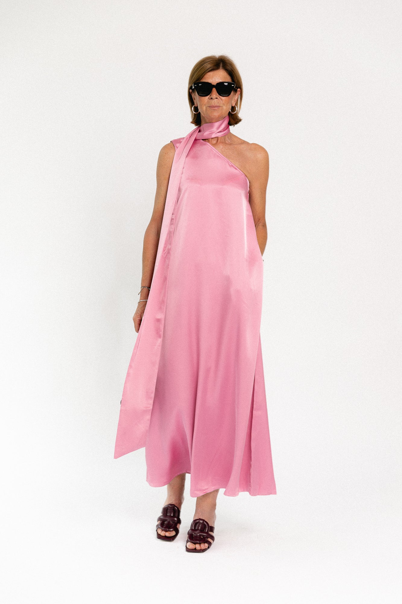 YASAnnalina one shoulder maxi dress orchid smoke