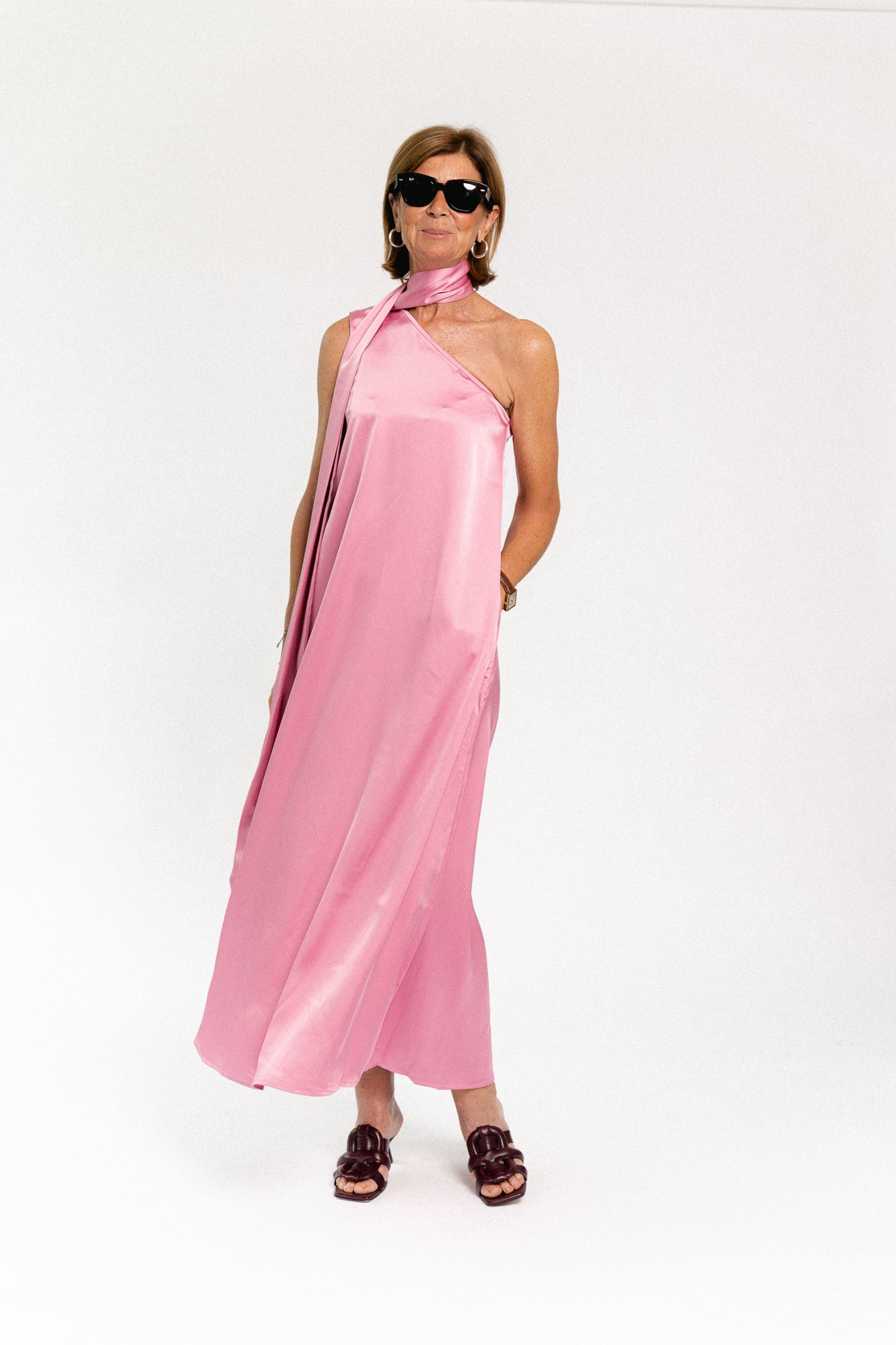 YASAnnalina one shoulder maxi dress orchid smoke