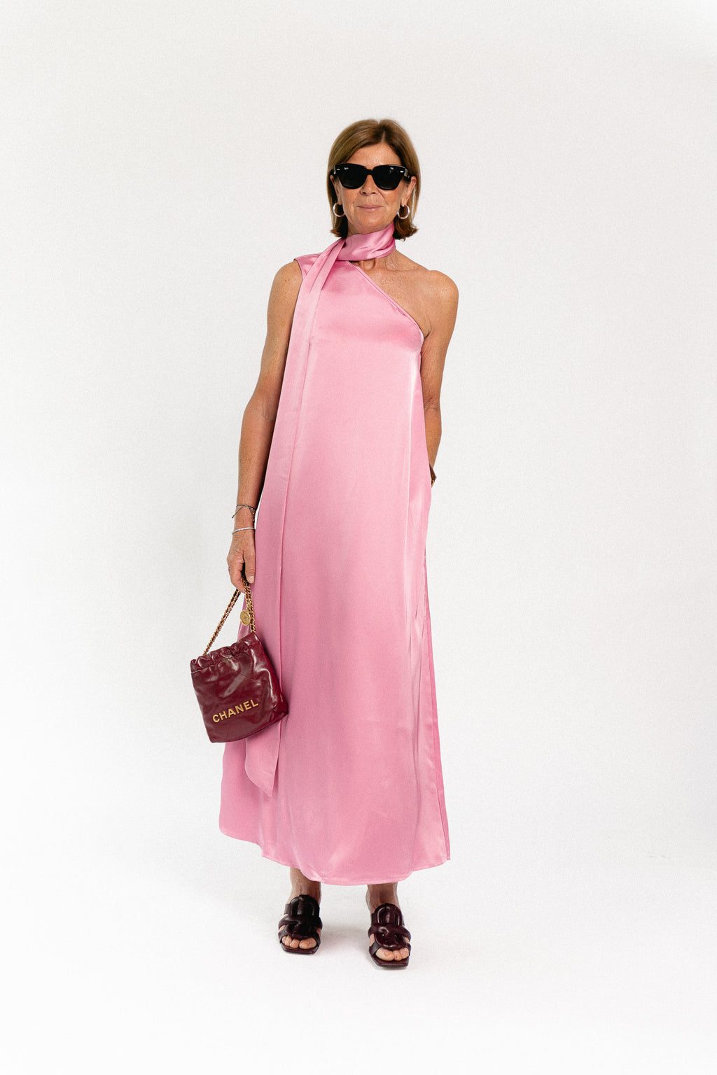 YASAnnalina one shoulder maxi dress orchid smoke