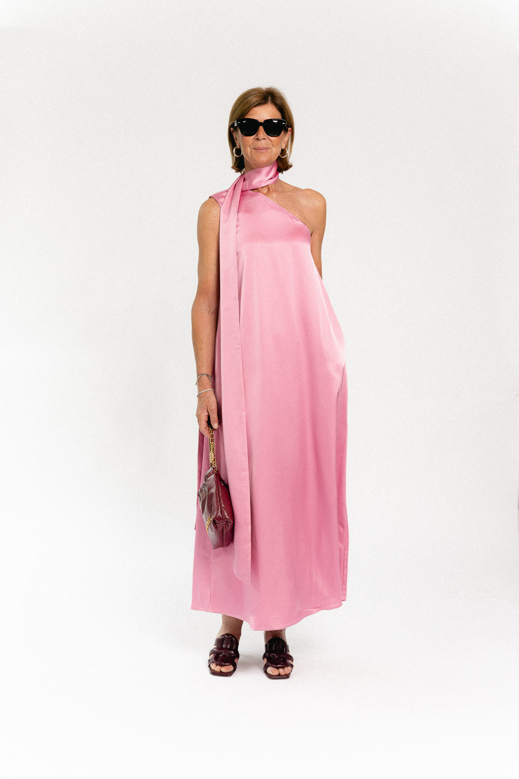 YASAnnalina one shoulder maxi dress orchid smoke