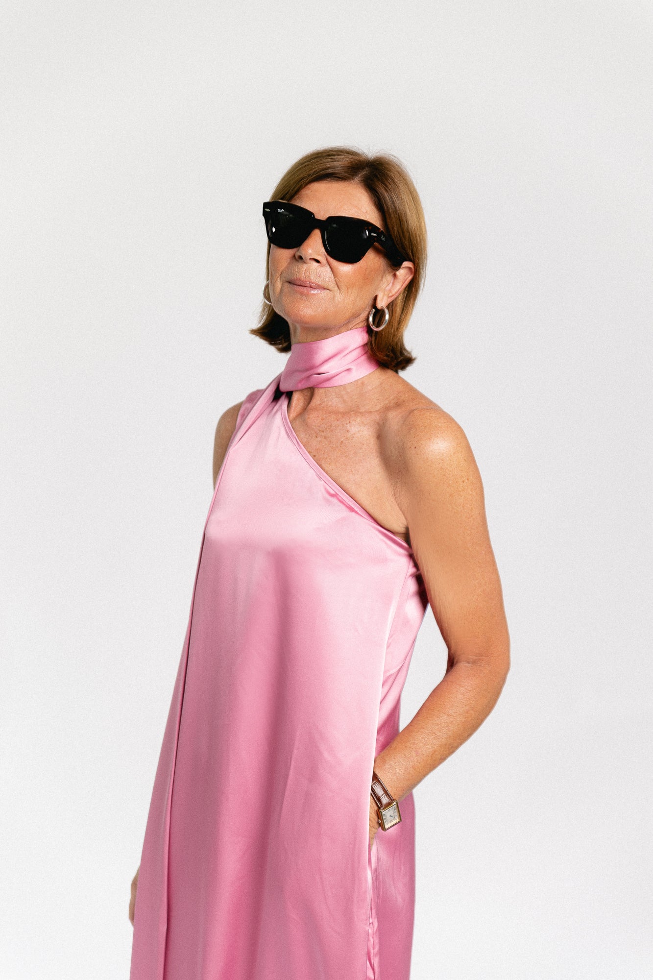 YASAnnalina one shoulder maxi dress orchid smoke