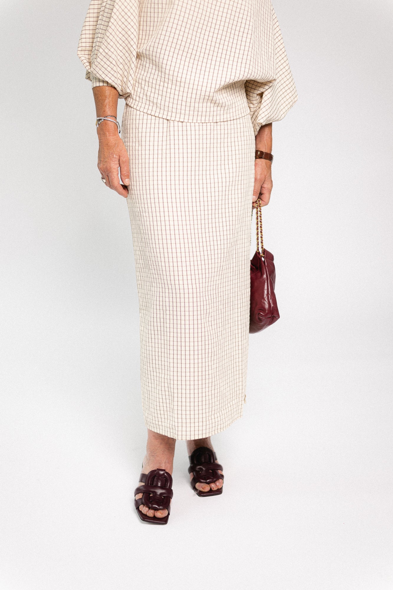 Cosette checkered skirt ecru