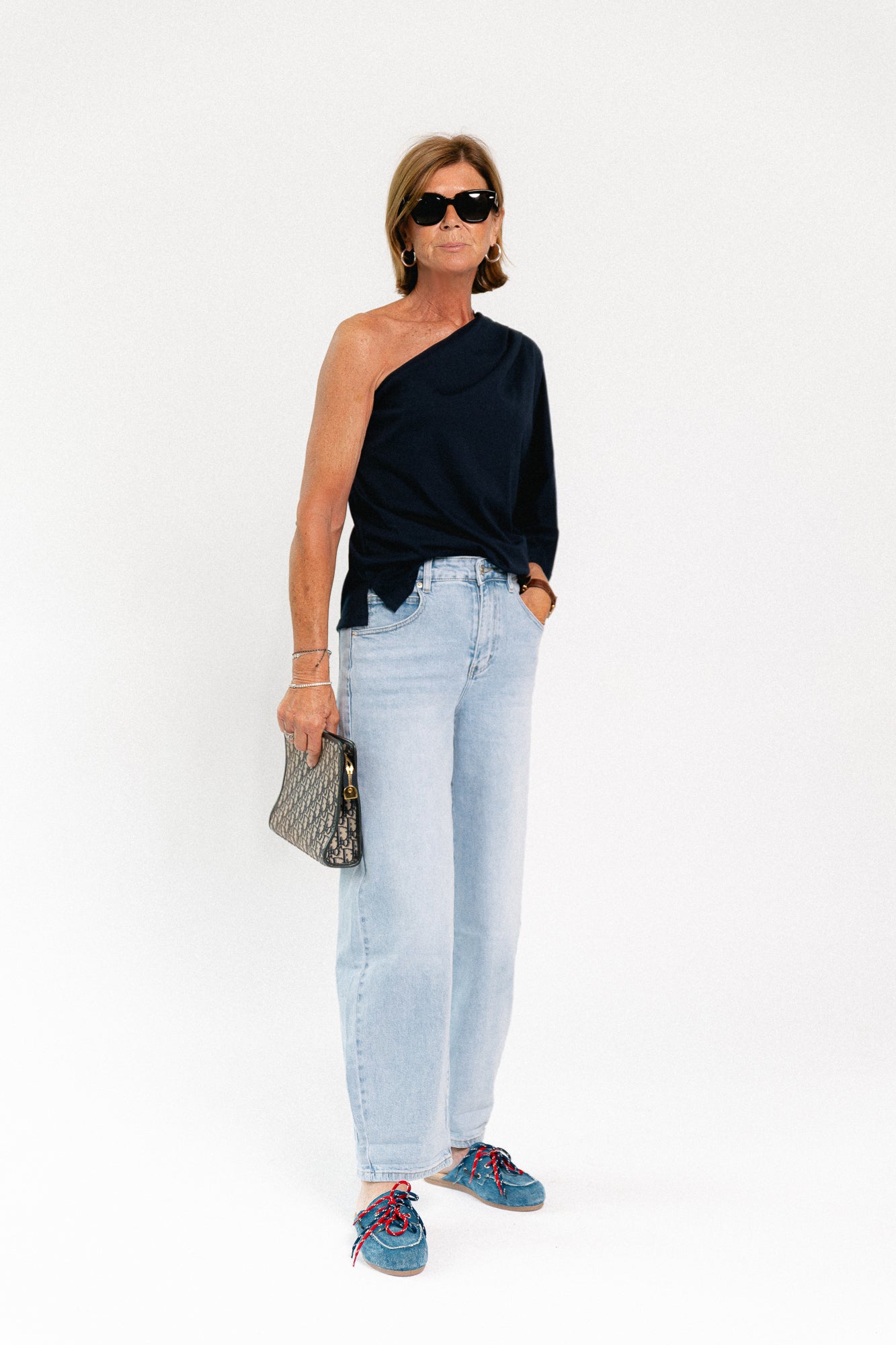 Celie one shoulder shirt navy