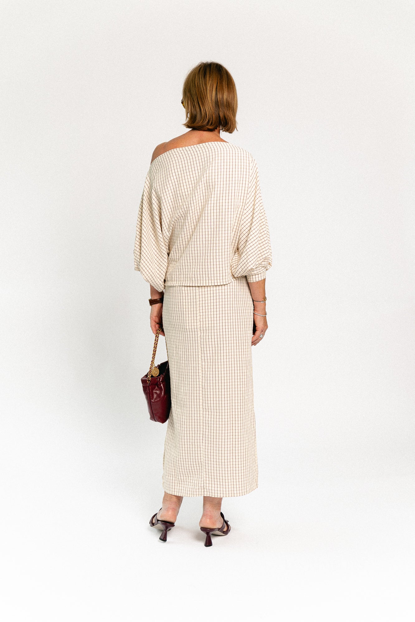 Cosette checkered skirt ecru