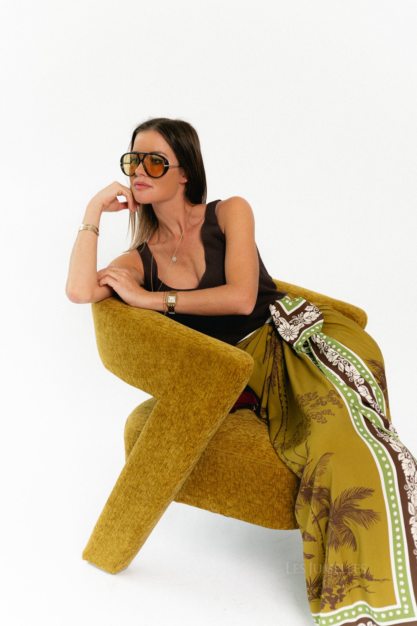 Tropical palm tree pareo - khaki