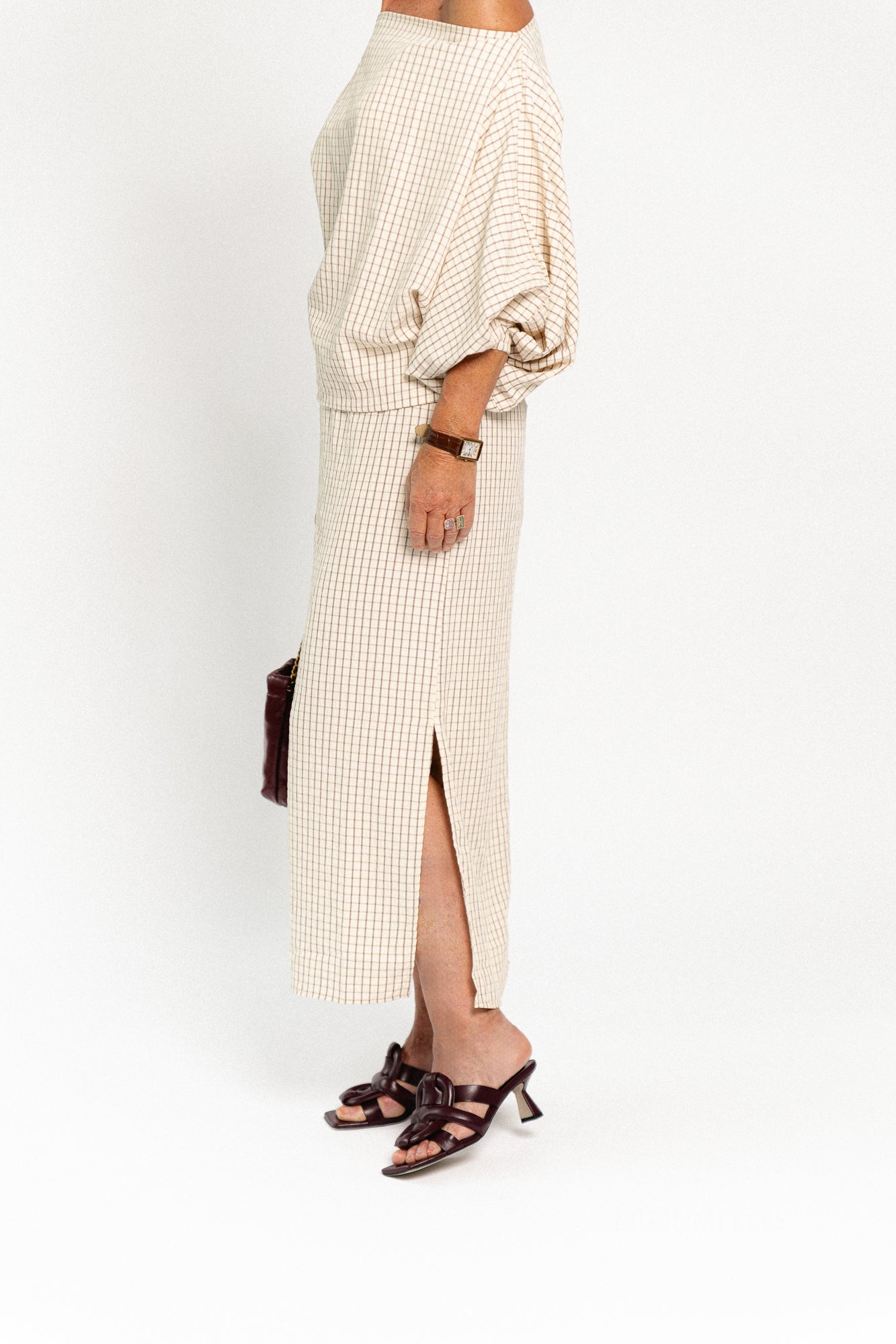 Cosette checkered skirt ecru