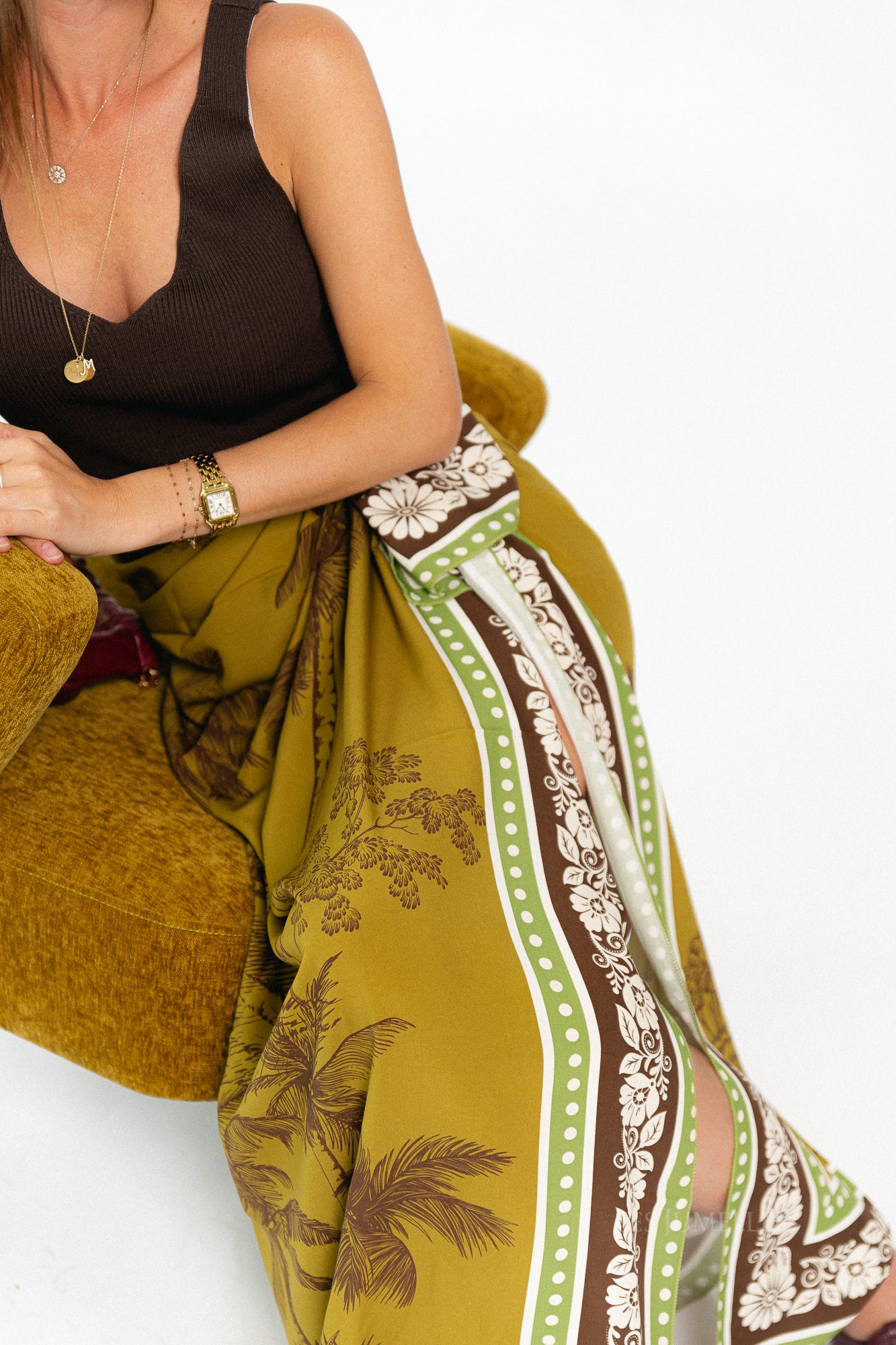 Tropical palm tree pareo - khaki