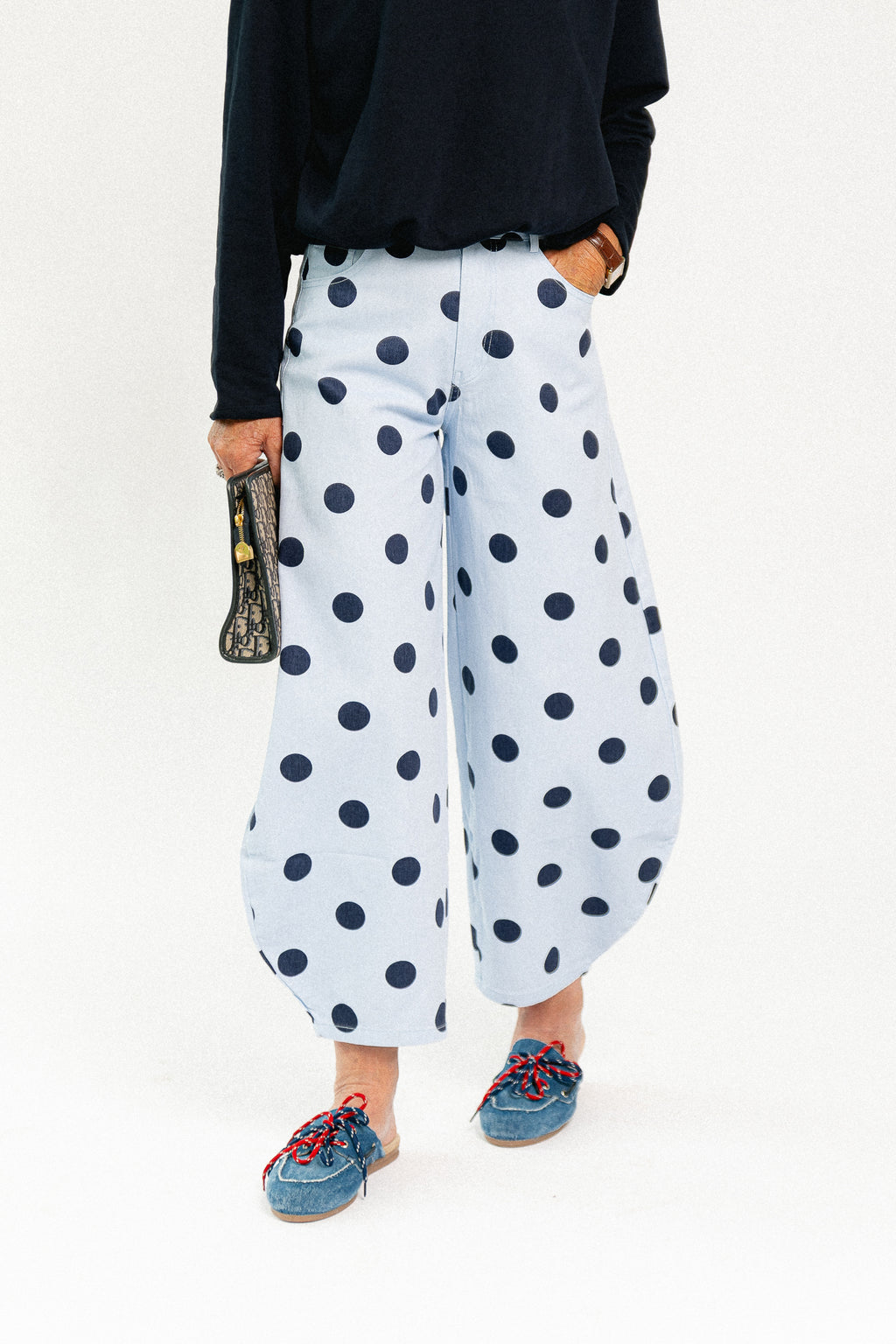 Hazel barrel relaxed fit polkadot jeans blue