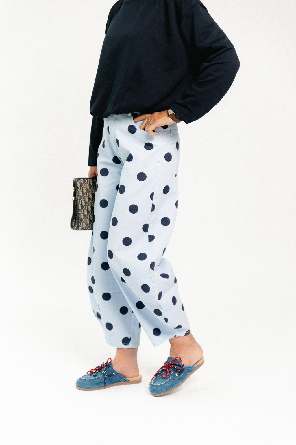 Hazel barrel relaxed fit polkadot jeans blue