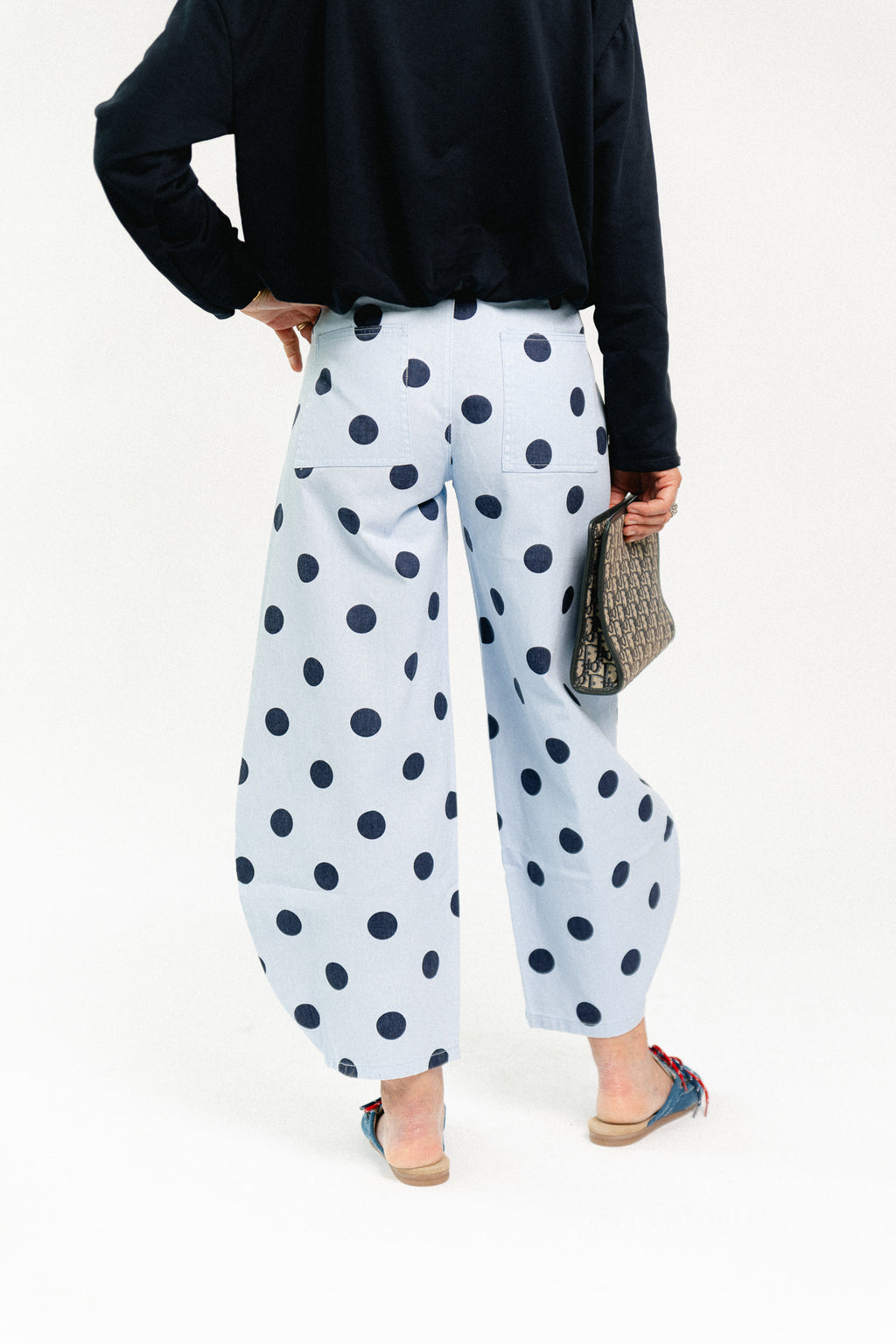 Hazel barrel relaxed fit polkadot jeans blue