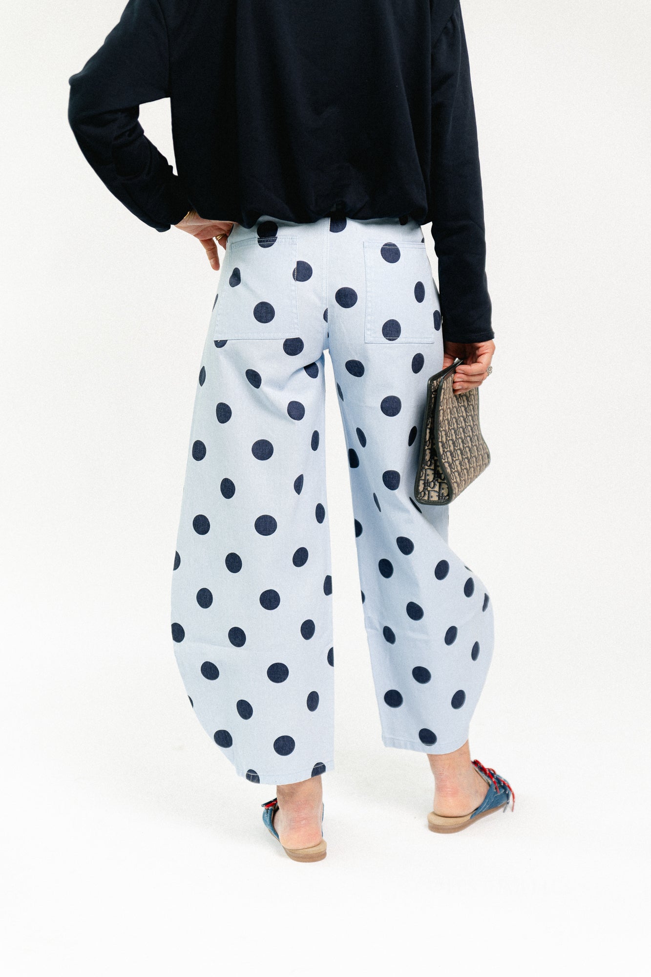Hazel balloon relaxed fit polkadot jeans blue
