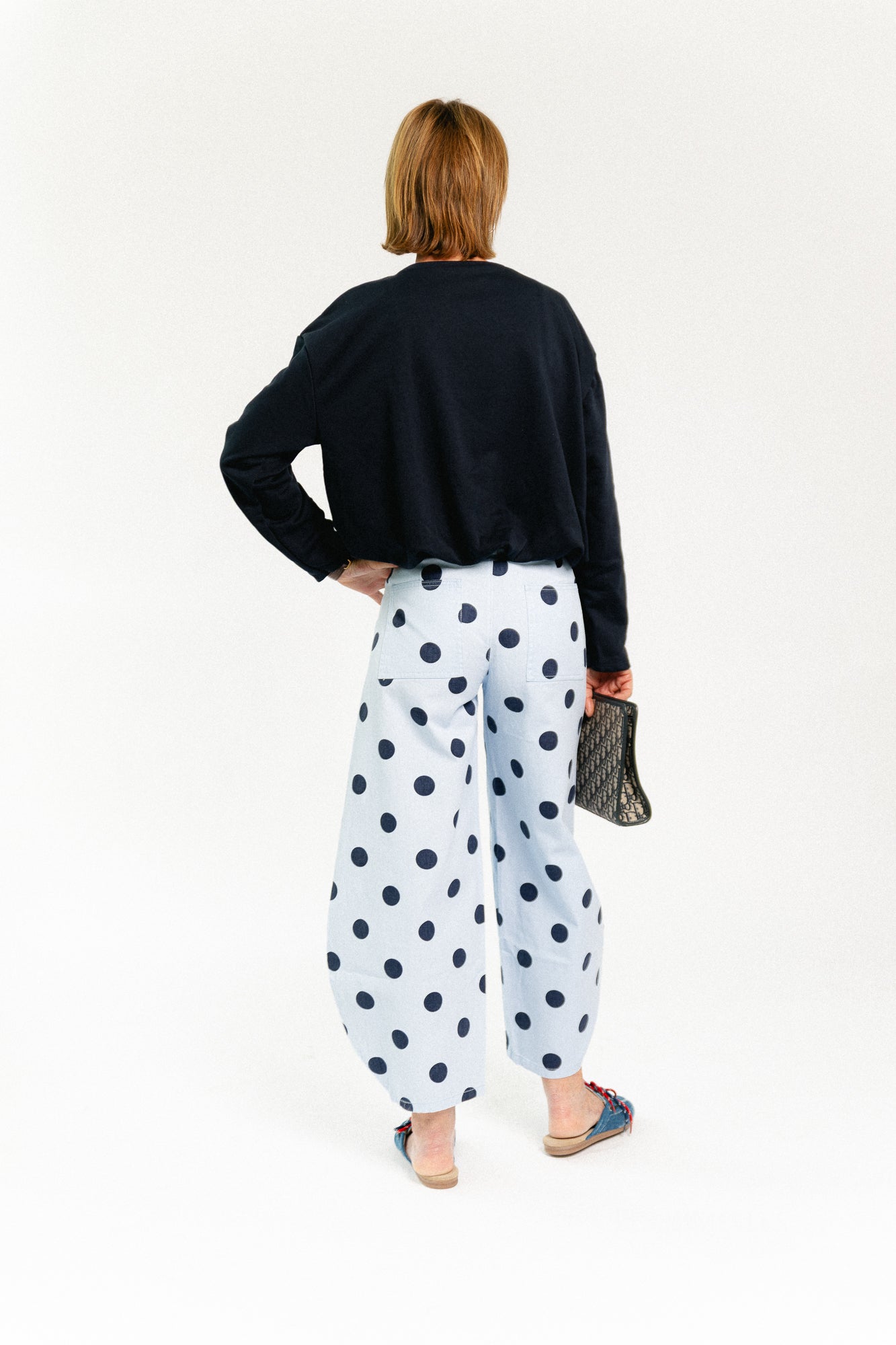 Hazel balloon relaxed fit polkadot jeans blue