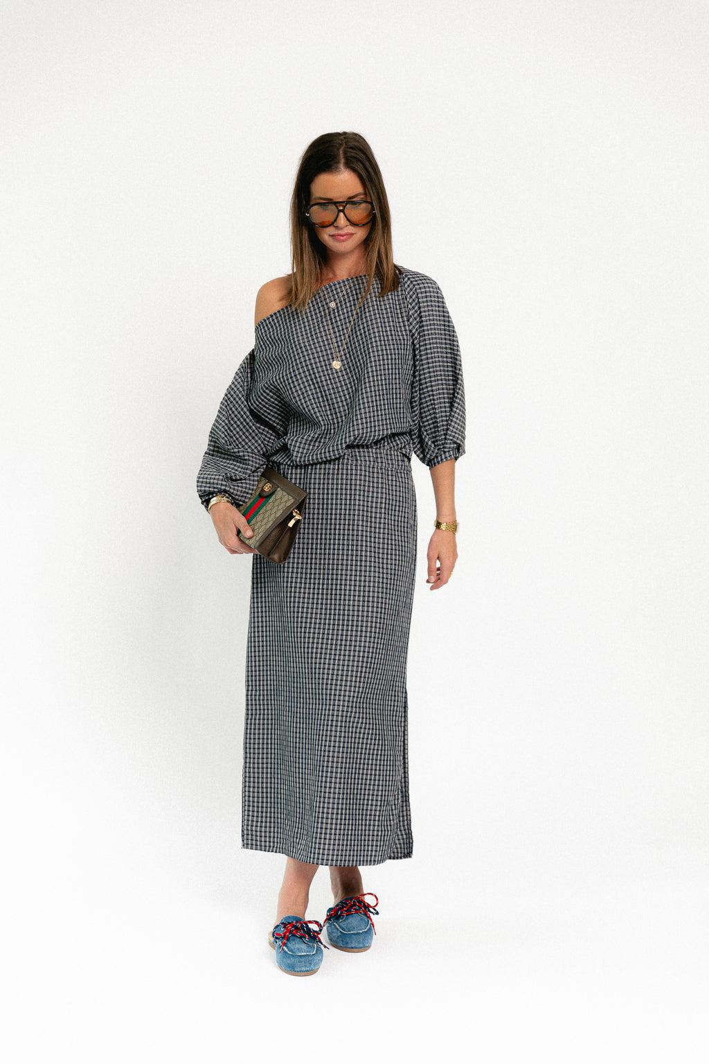 Cosette checkered skirt navy