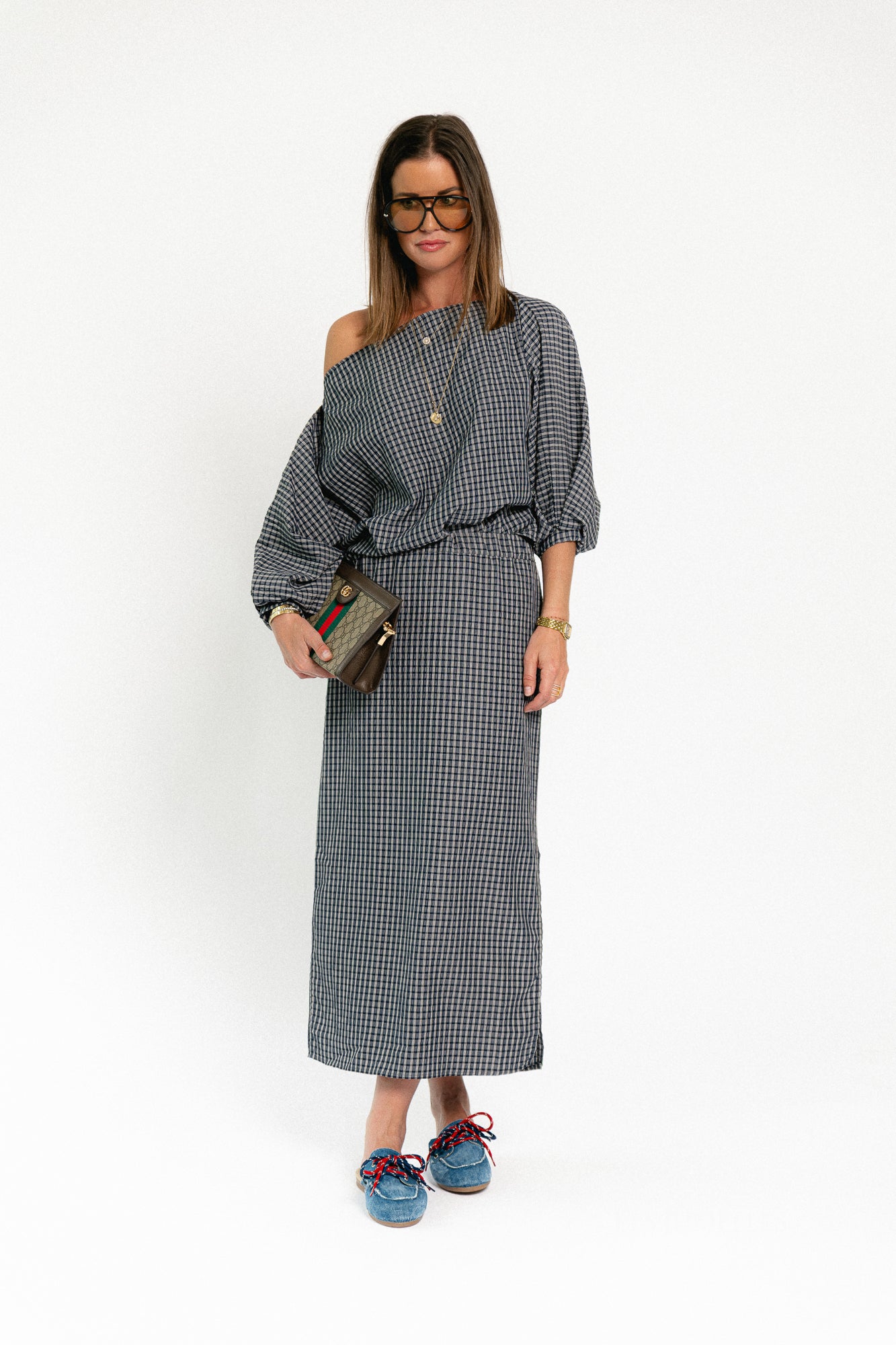 Cosette checkered blouse navy