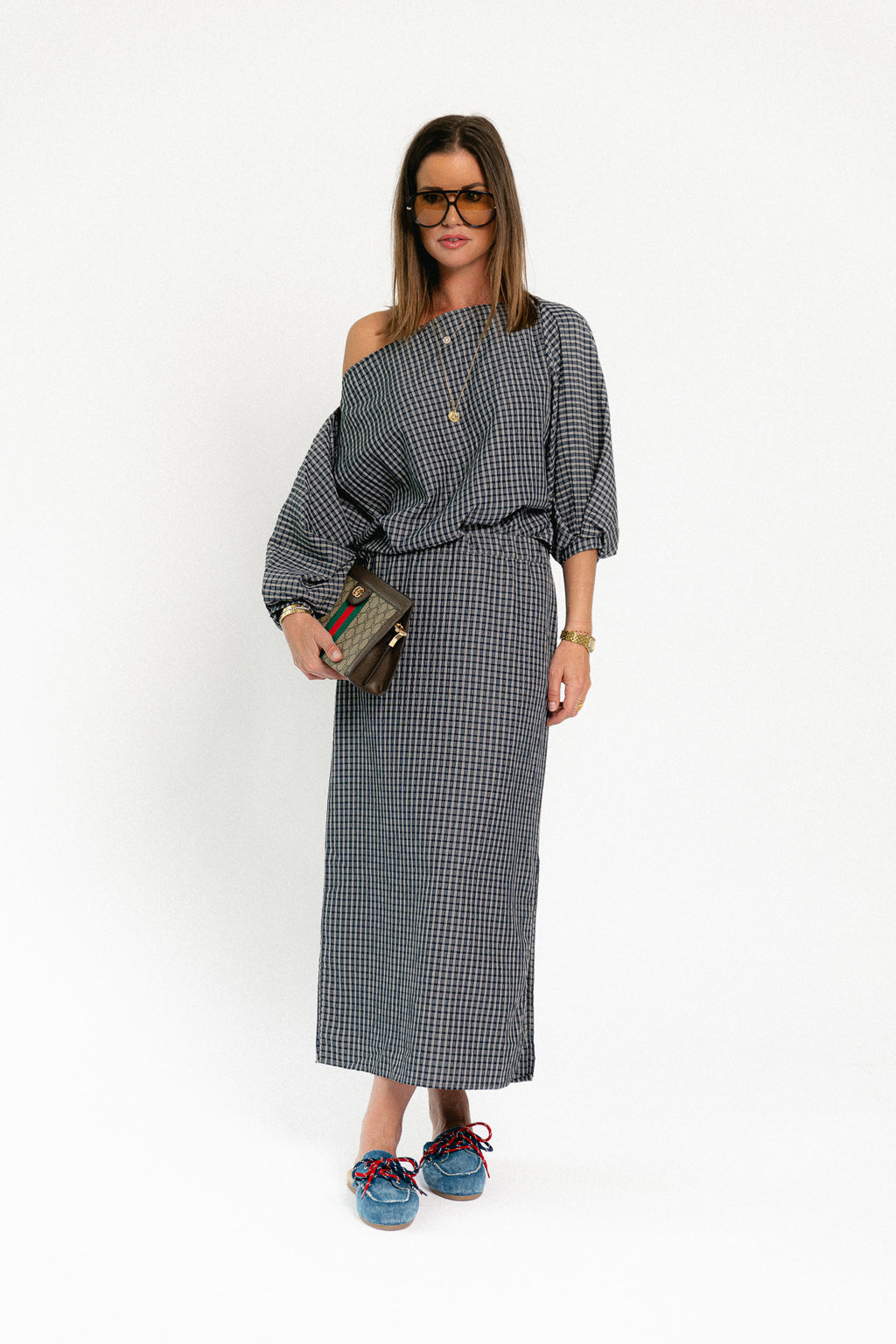 Cosette checkered skirt navy