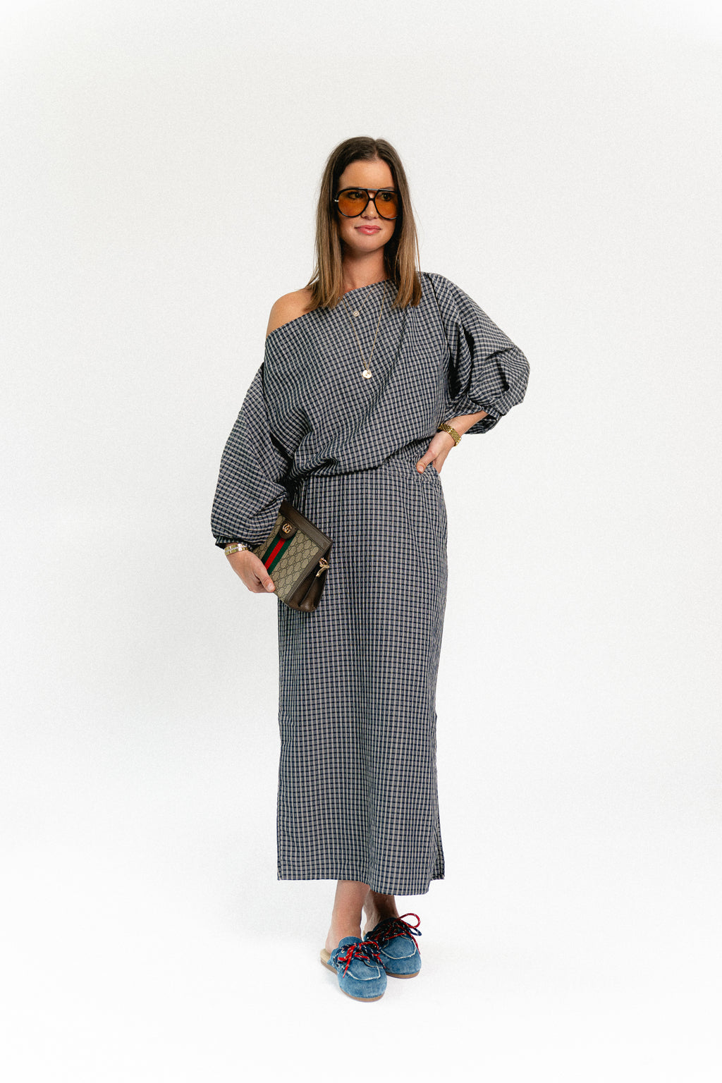 Cosette checkered skirt navy