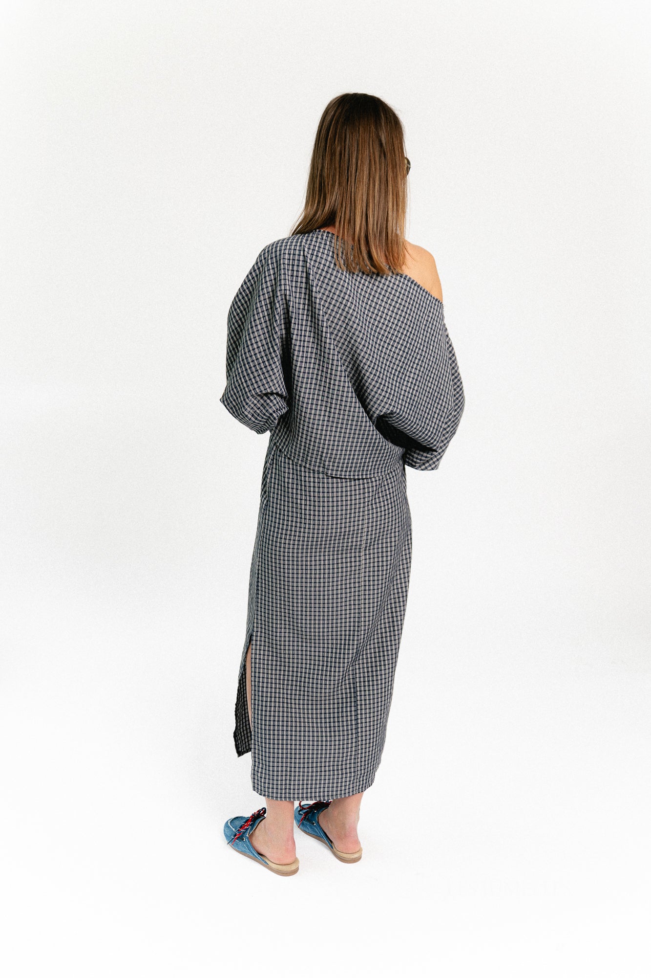 Cosette checkered blouse navy