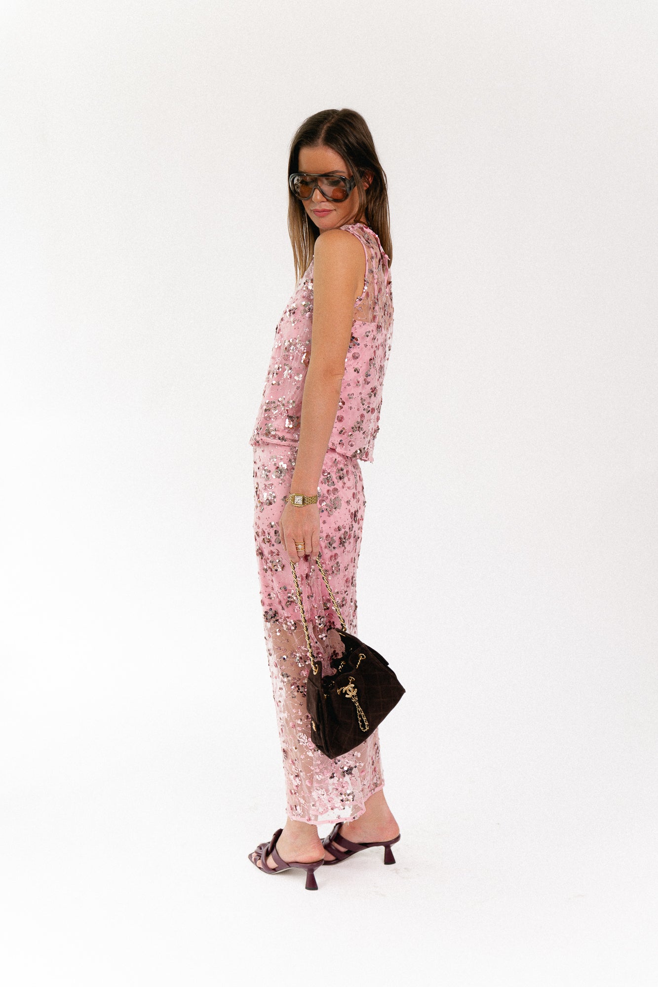 YASSequina HW long skirt orchid smoke