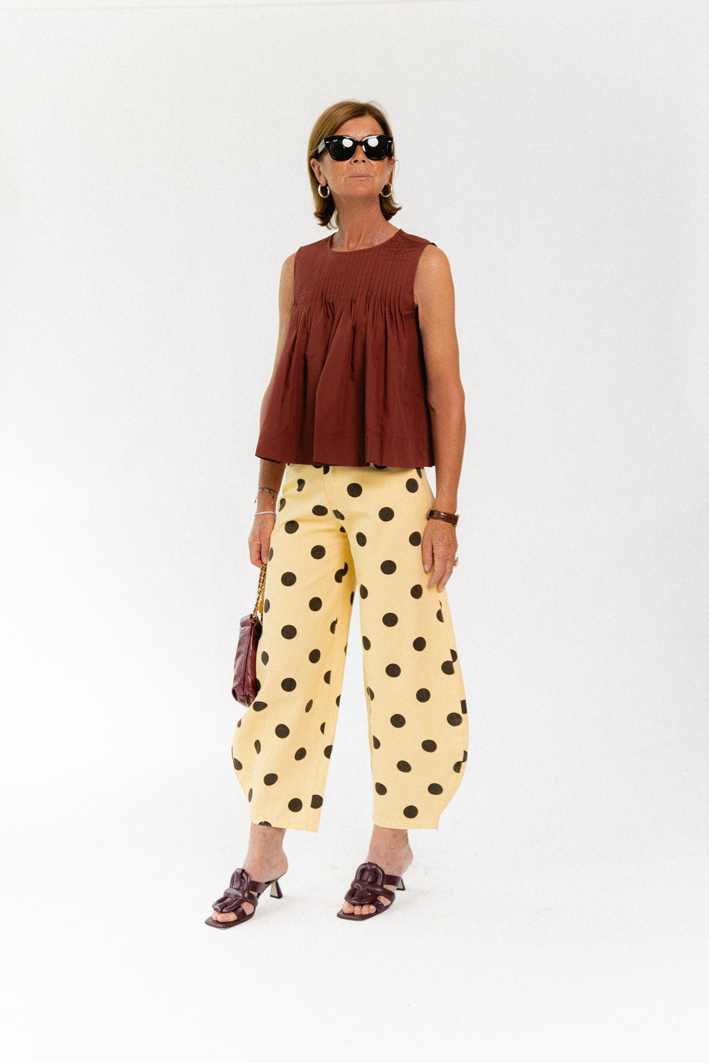 Hazel barrel relaxed fit polkadot jeans yellow