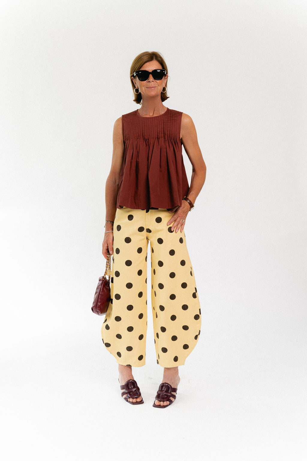 Hazel barrel relaxed fit polkadot jeans yellow