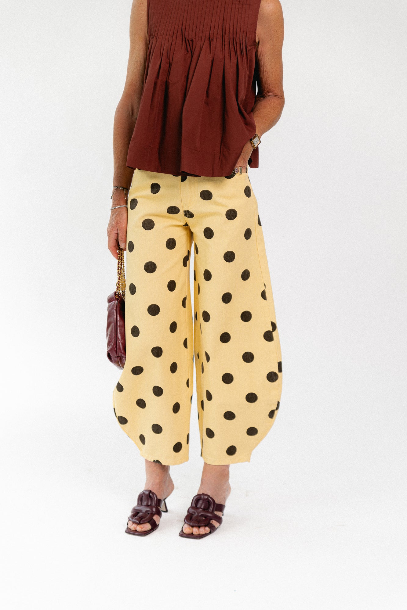Hazel balloon relaxed fit polkadot jeans yellow