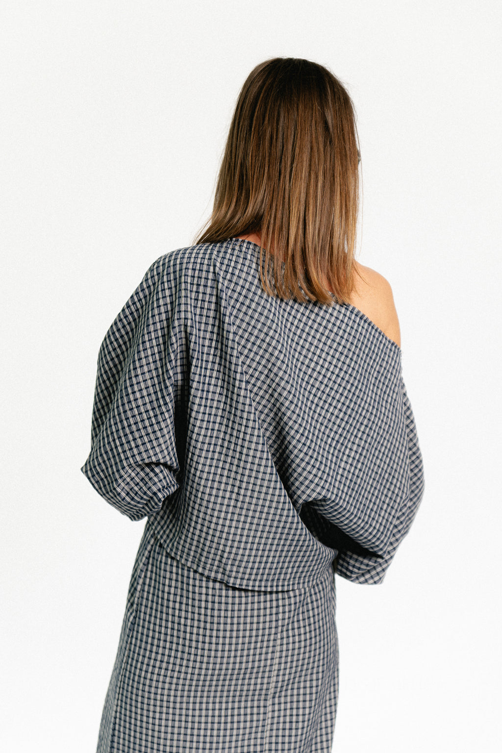 Cosette checkered blouse navy