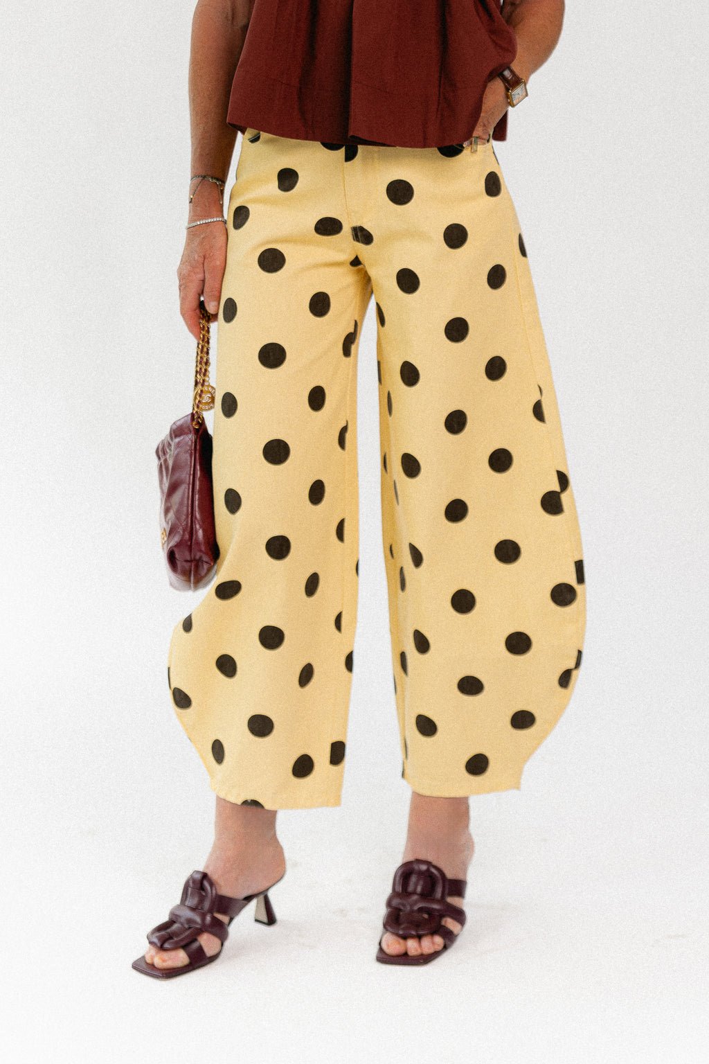 Hazel barrel relaxed fit polkadot jeans yellow