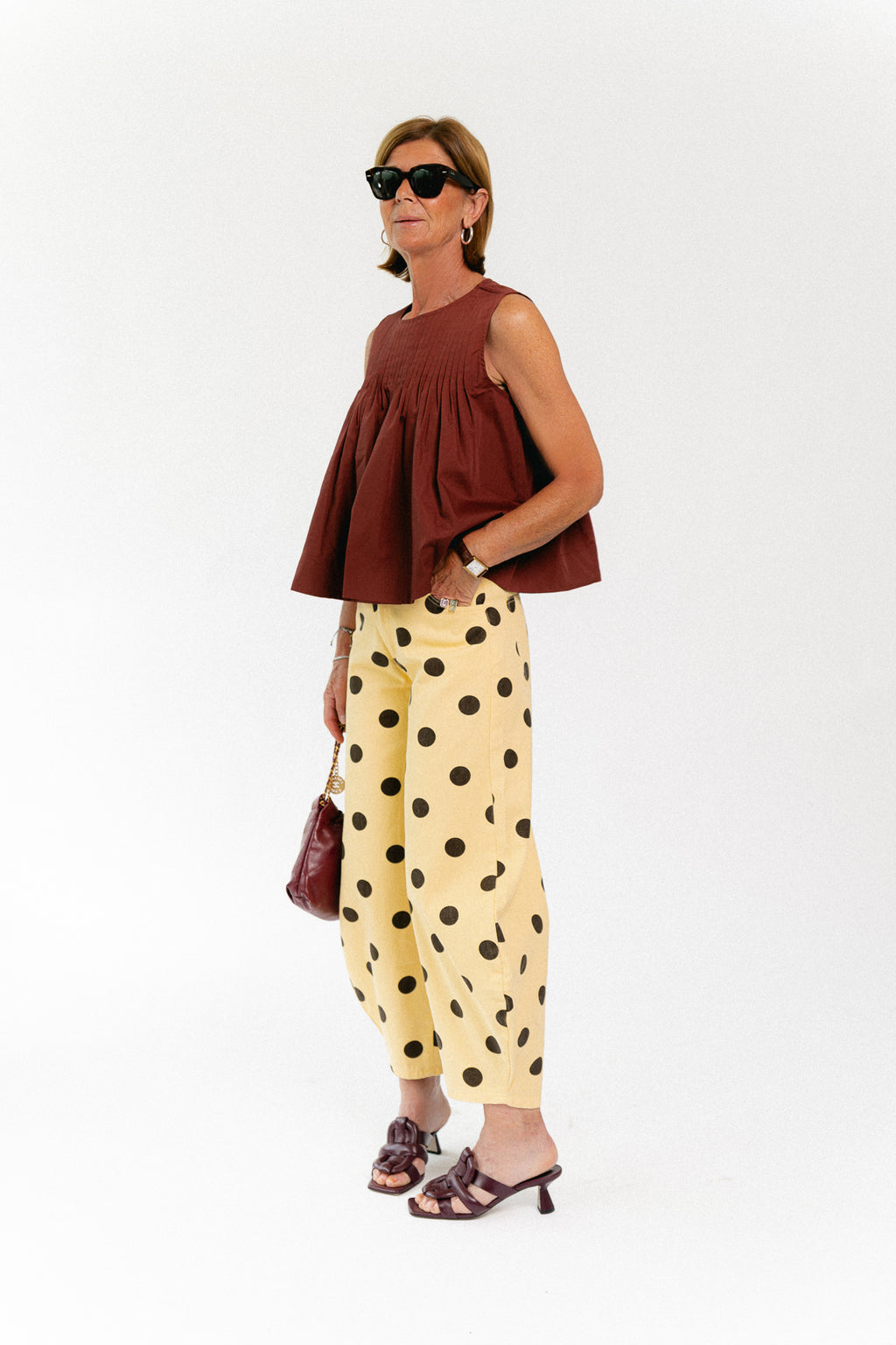 Hazel barrel relaxed fit polkadot jeans yellow