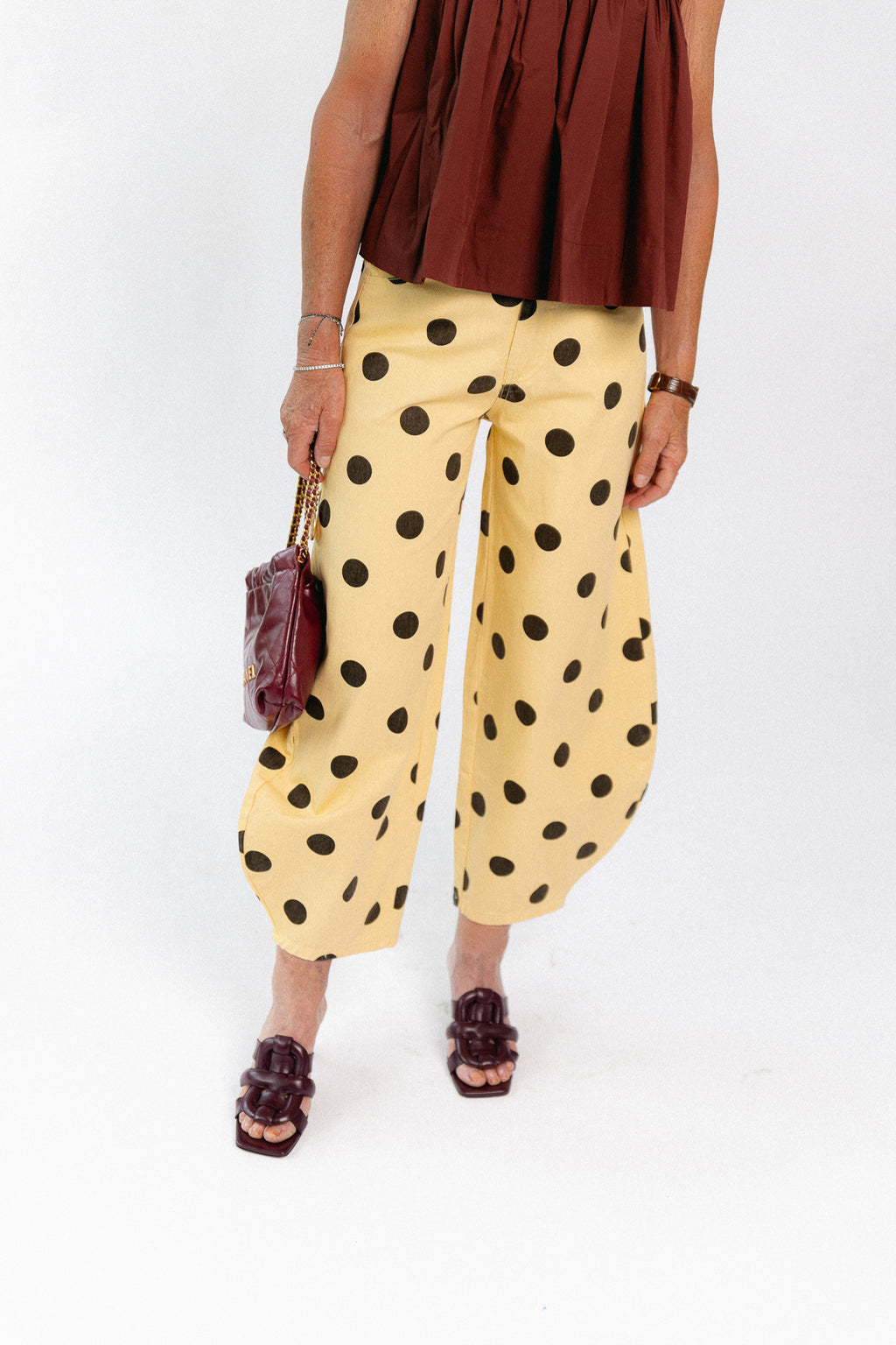 Hazel barrel relaxed fit polkadot jeans yellow