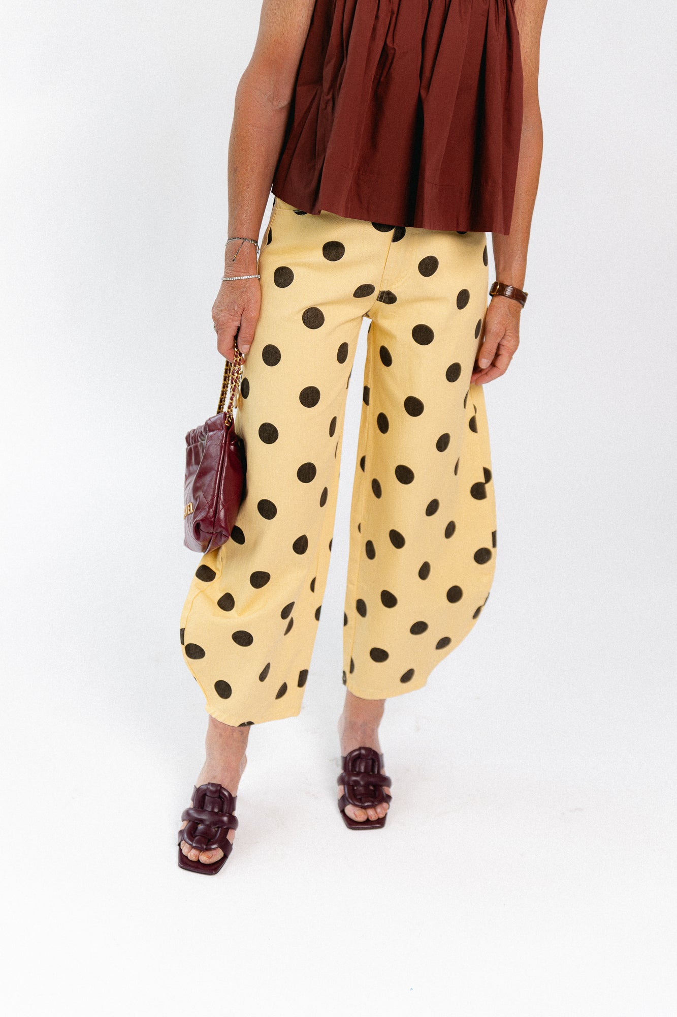 Hazel balloon relaxed fit polkadot jeans yellow