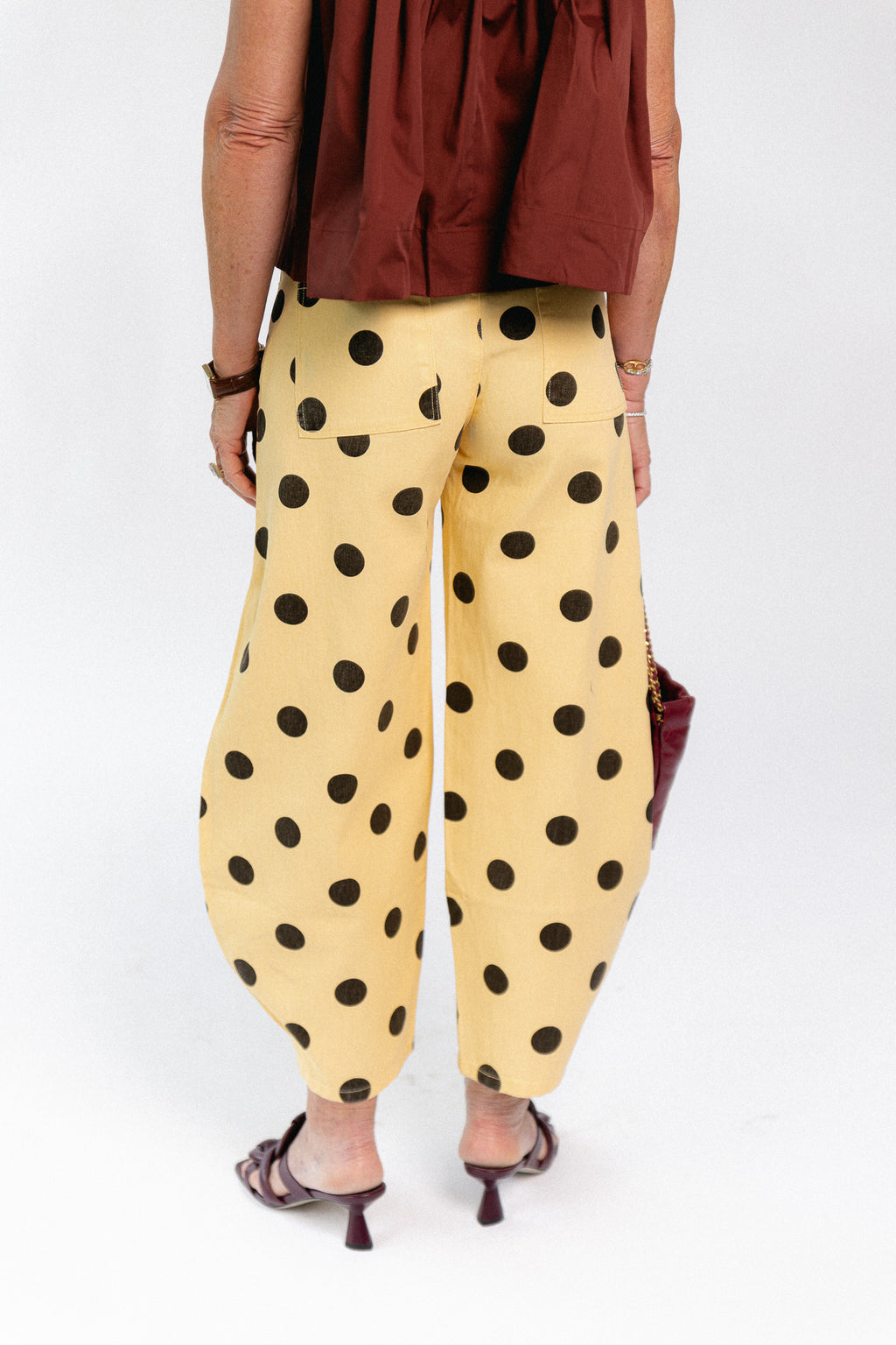 Hazel barrel relaxed fit polkadot jeans yellow